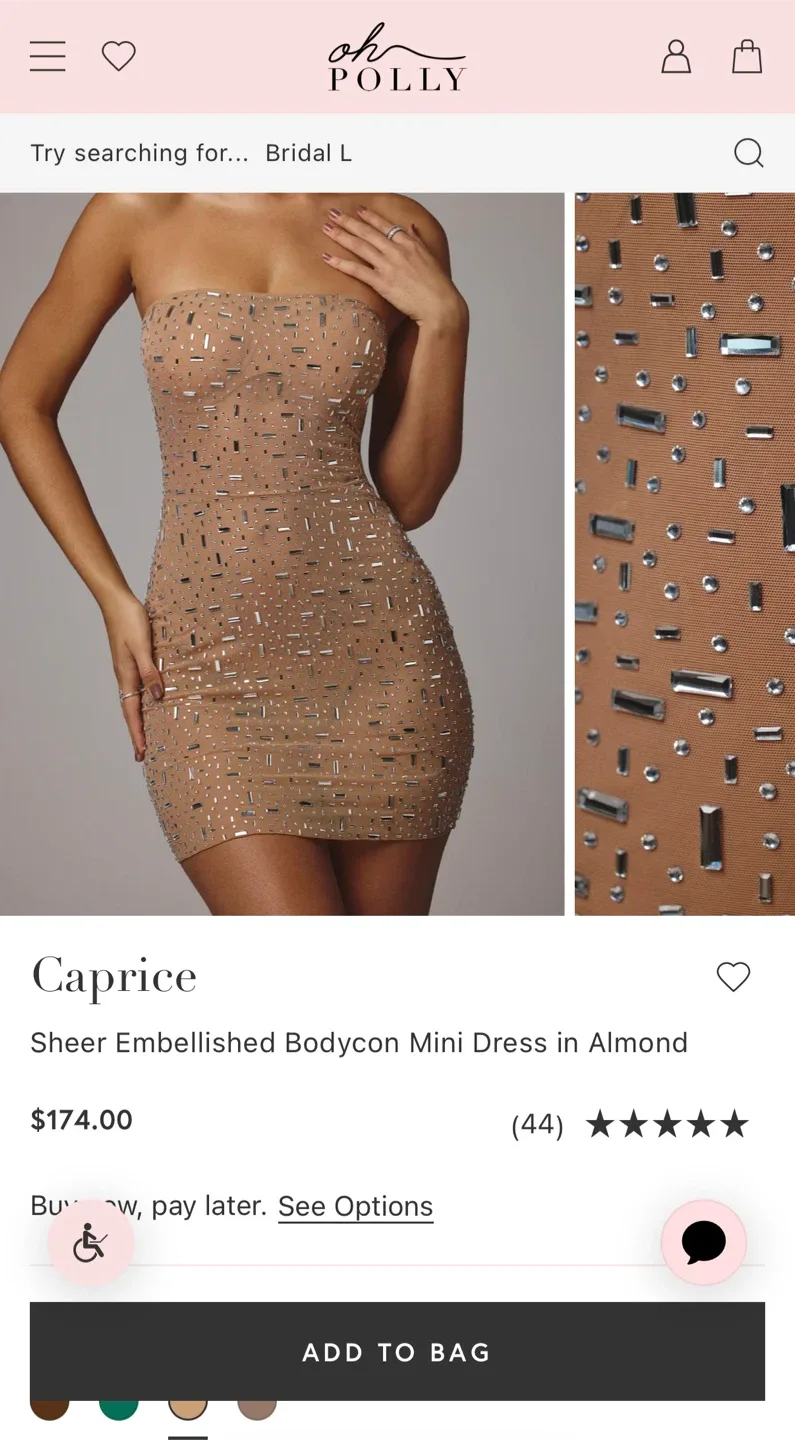 Oh Polly Caprice Mini Dress - Almond