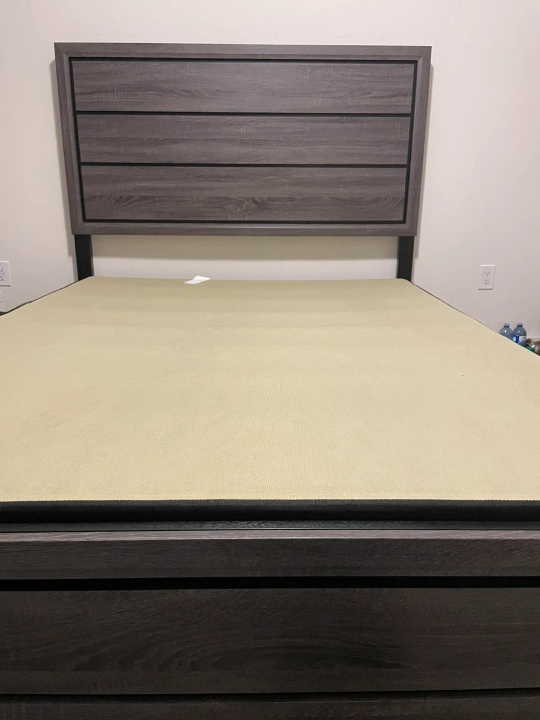 Queen Size Bed Frame - Grey Wood and Box.