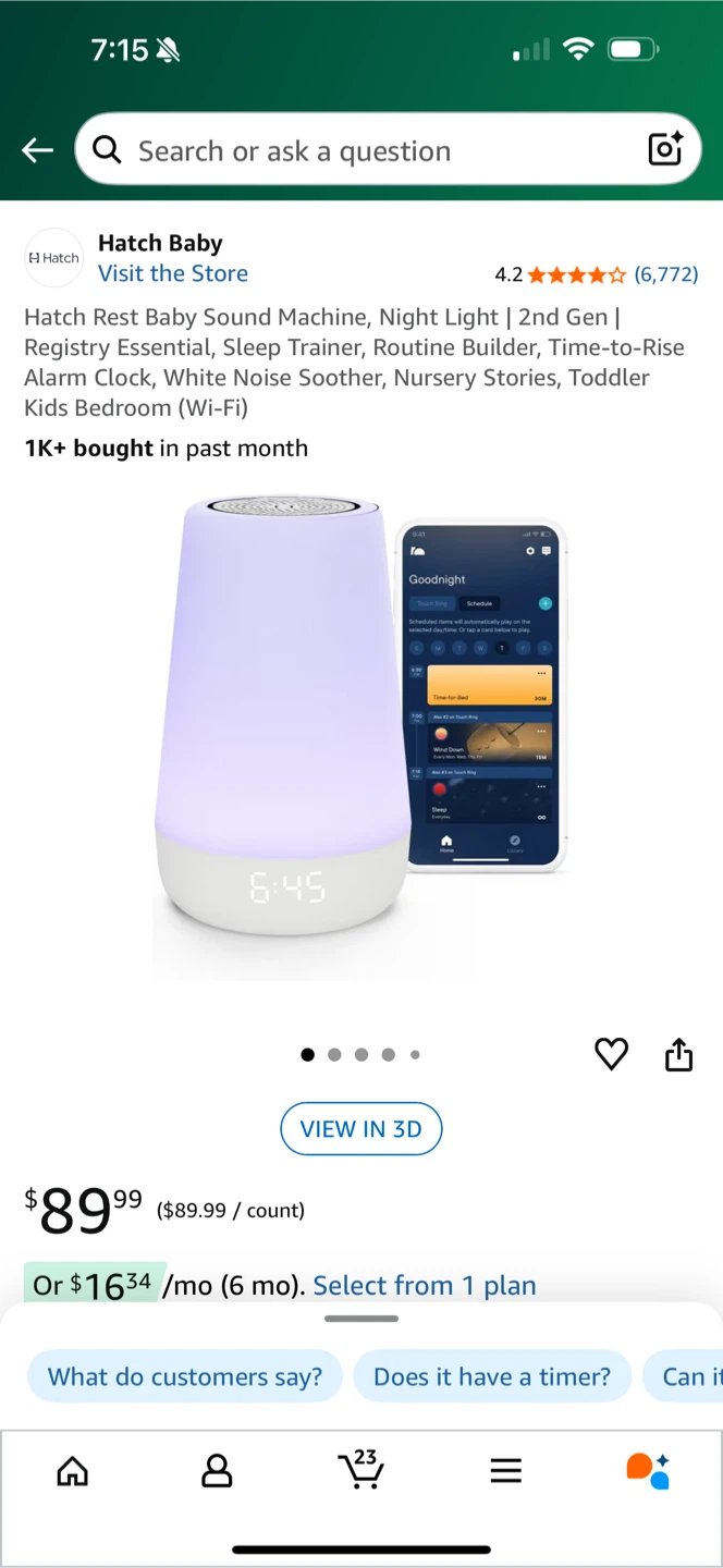 Hatch Rest 2nd Gen Baby Sound Machine & Night Light