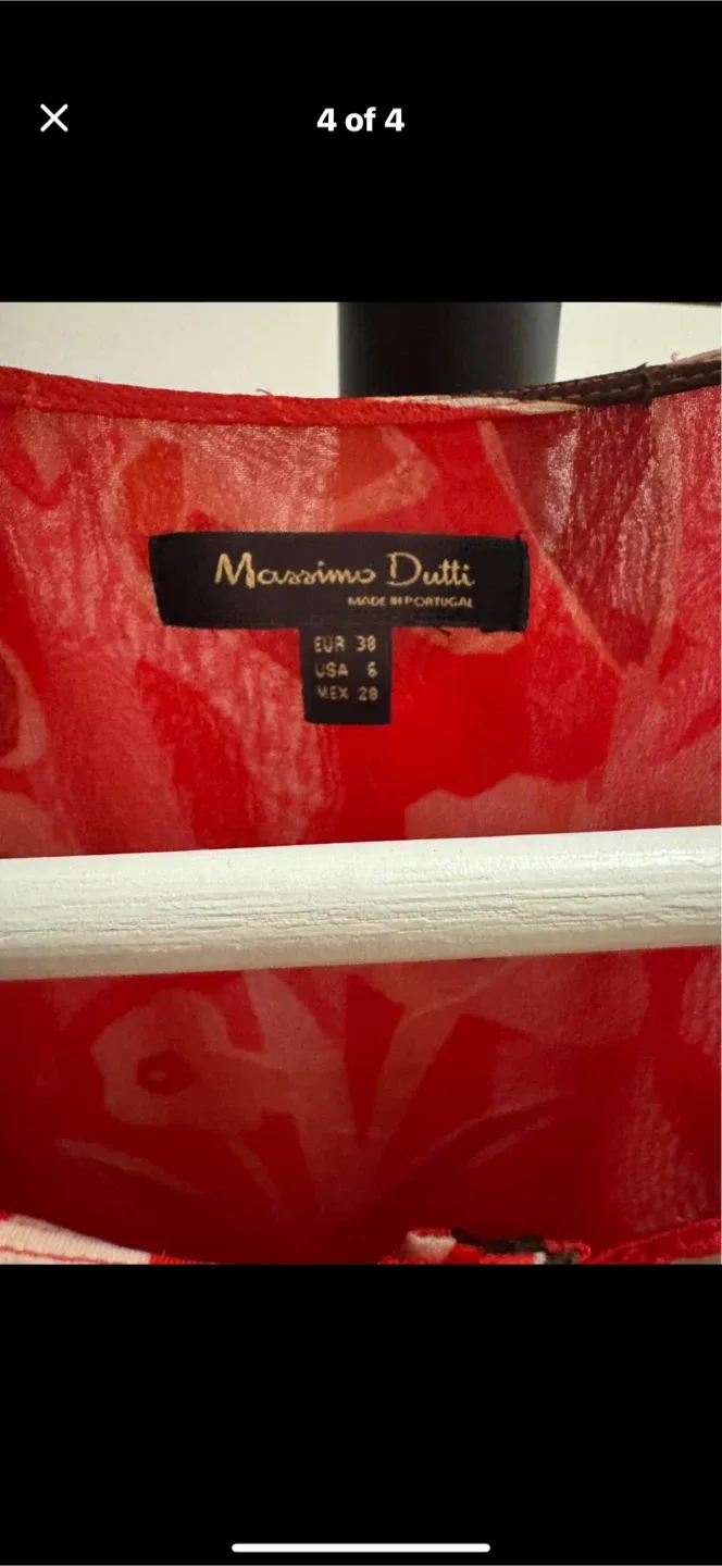 Massimo Dutti Red Floral Dress - Size 6 image indicator(4)
