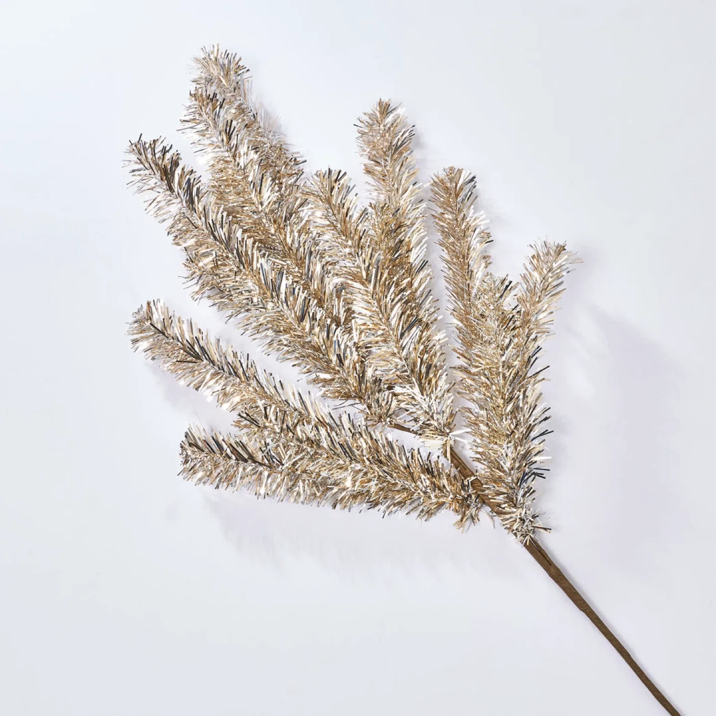 Soft-touch silver tinsel branches x3