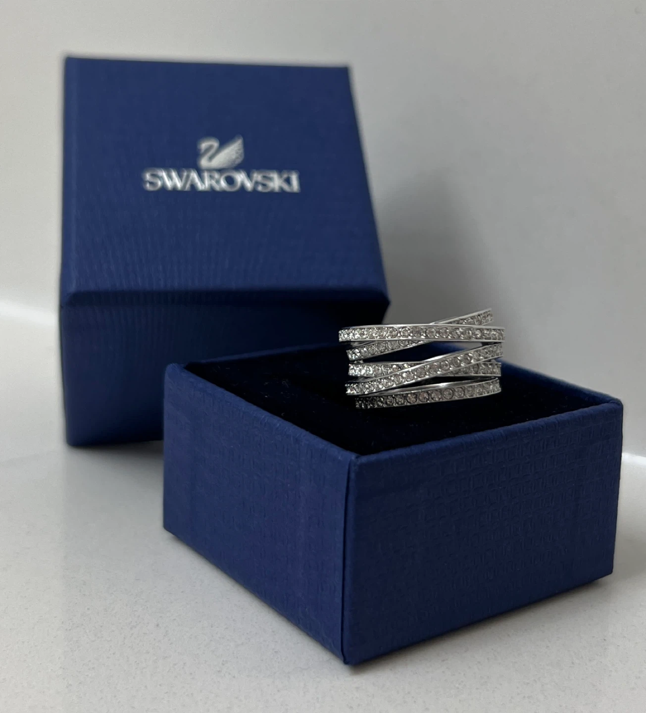 Swarovski Silver Spiral Ring with Box - photo 2