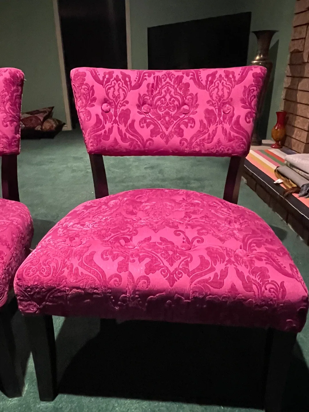 Pair of Pink Upholstered Accent Chairs image indicator(2)