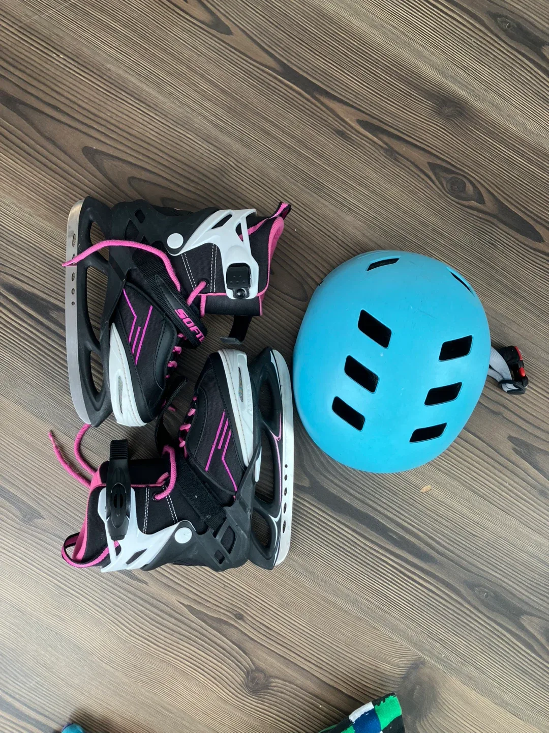 SOFTEC Ice Skates Size 11-2 and Blue Helmet