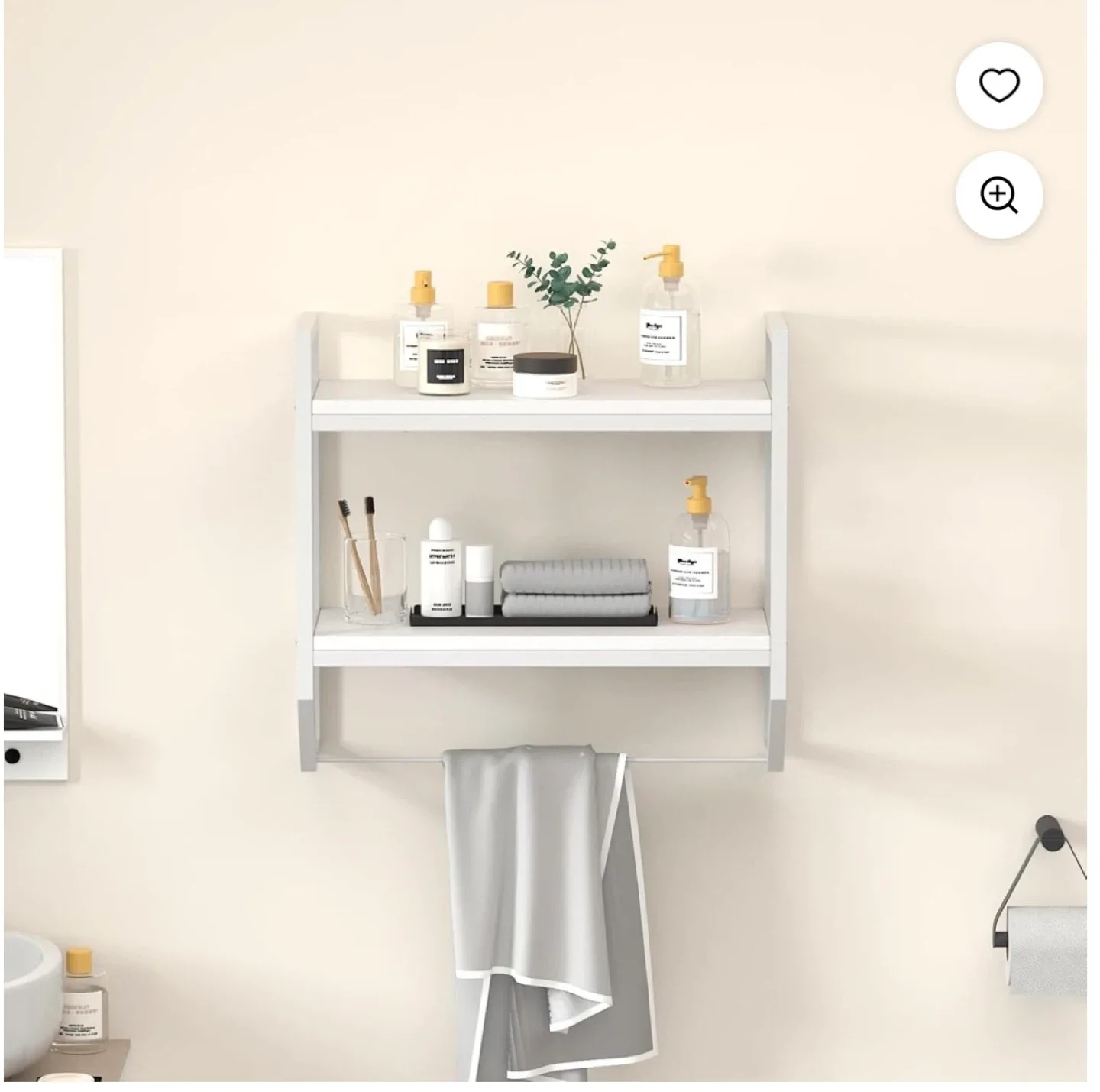 2-Tier Over-The-Toilet Shelves - Space Saving Floating image indicator(2)