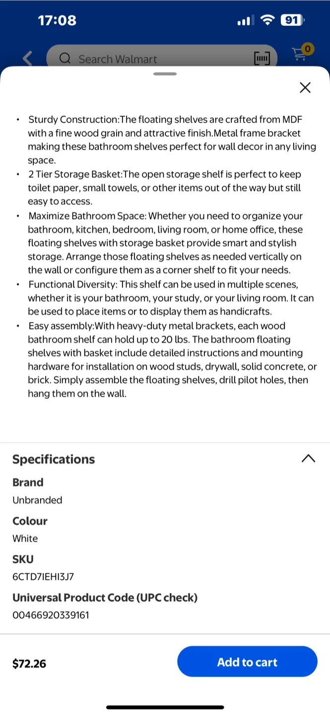 2-Tier Over-The-Toilet Shelves - Space Saving Floating image indicator(7)