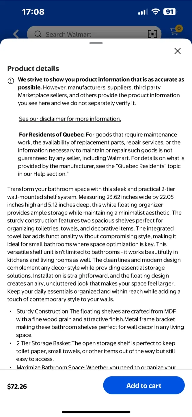 2-Tier Over-The-Toilet Shelves - Space Saving Floating image indicator(8)