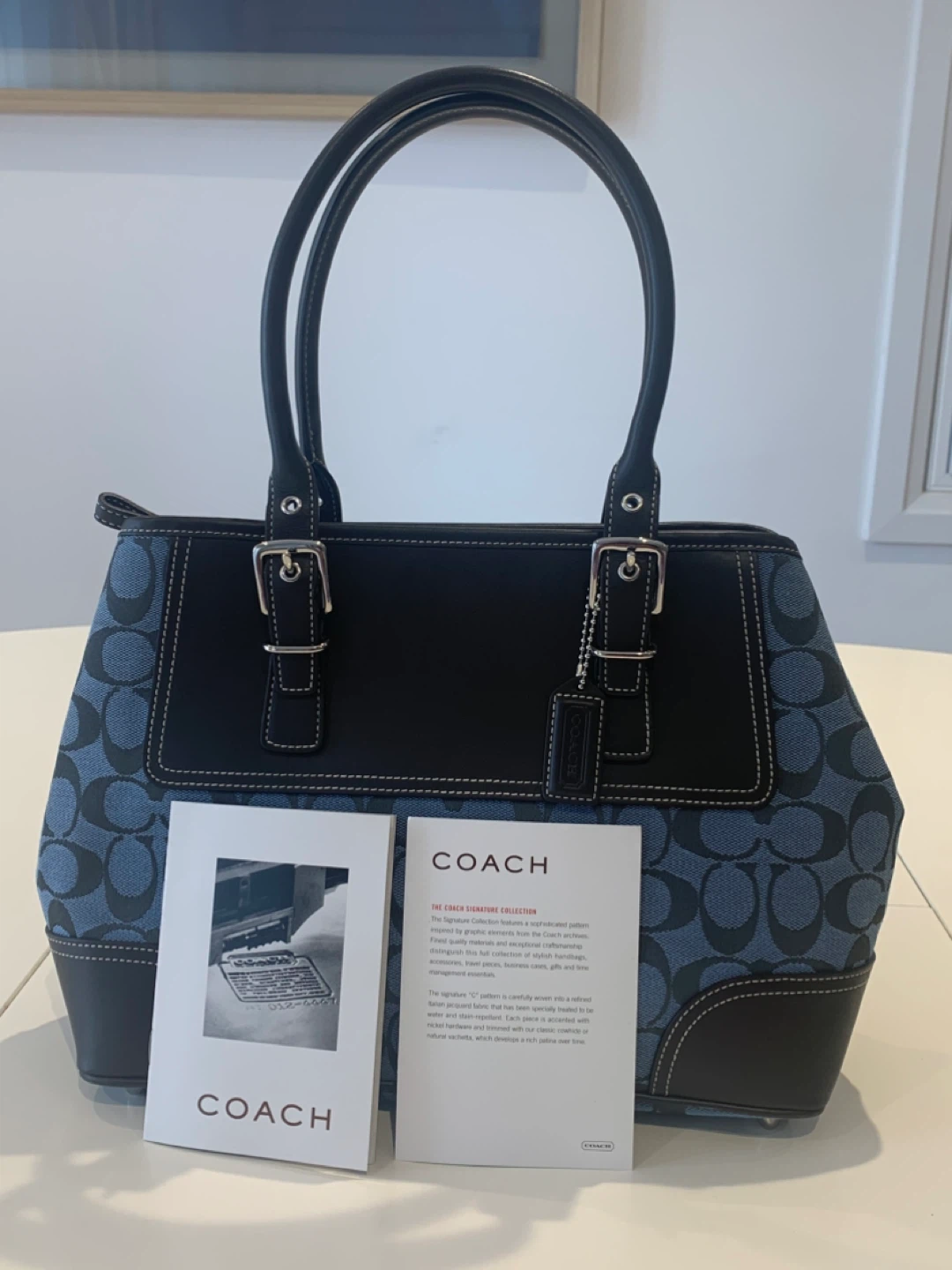 💙 New Coach Blue Signature Hampton Carryall Tote Bag 💙