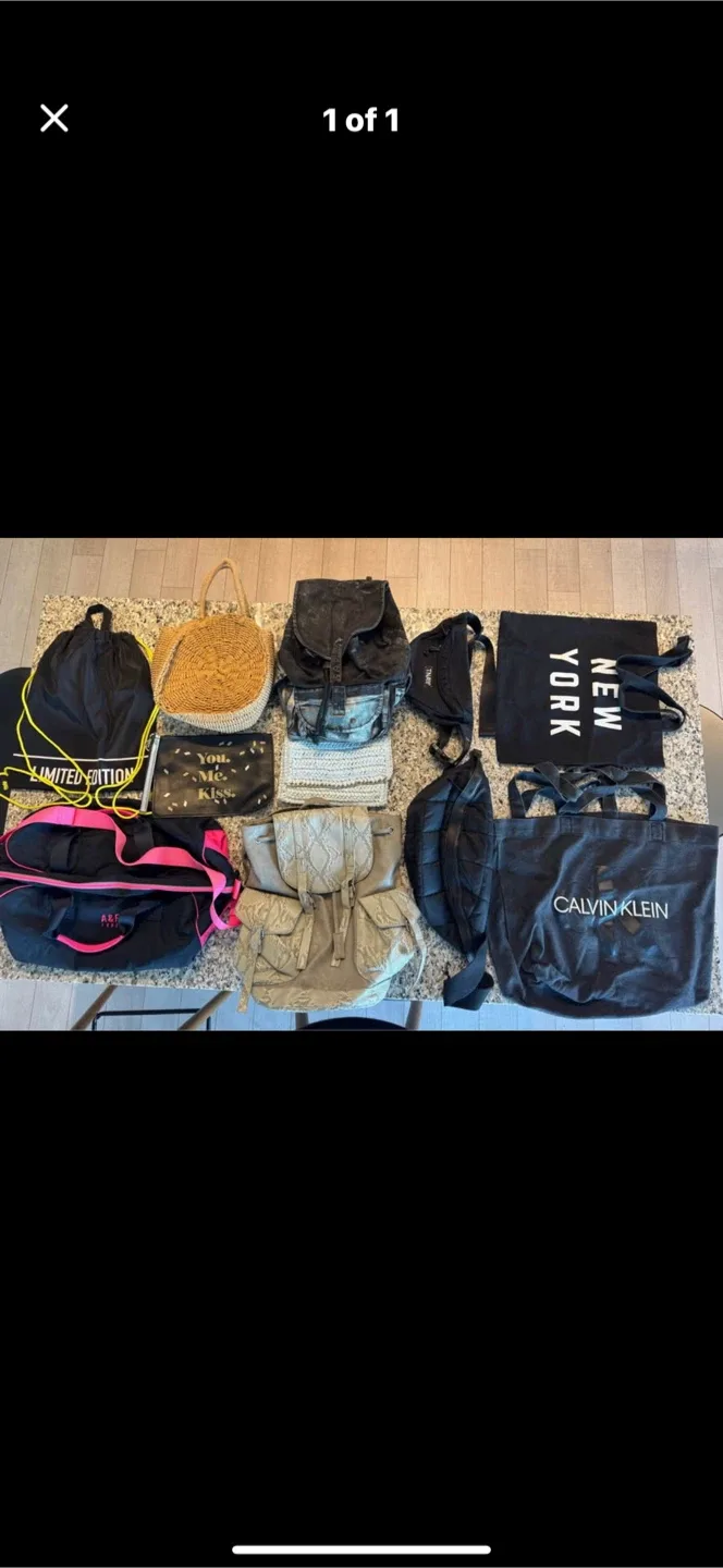 Assorted Bags: Calvin Klein Tote, Backpacks, & More