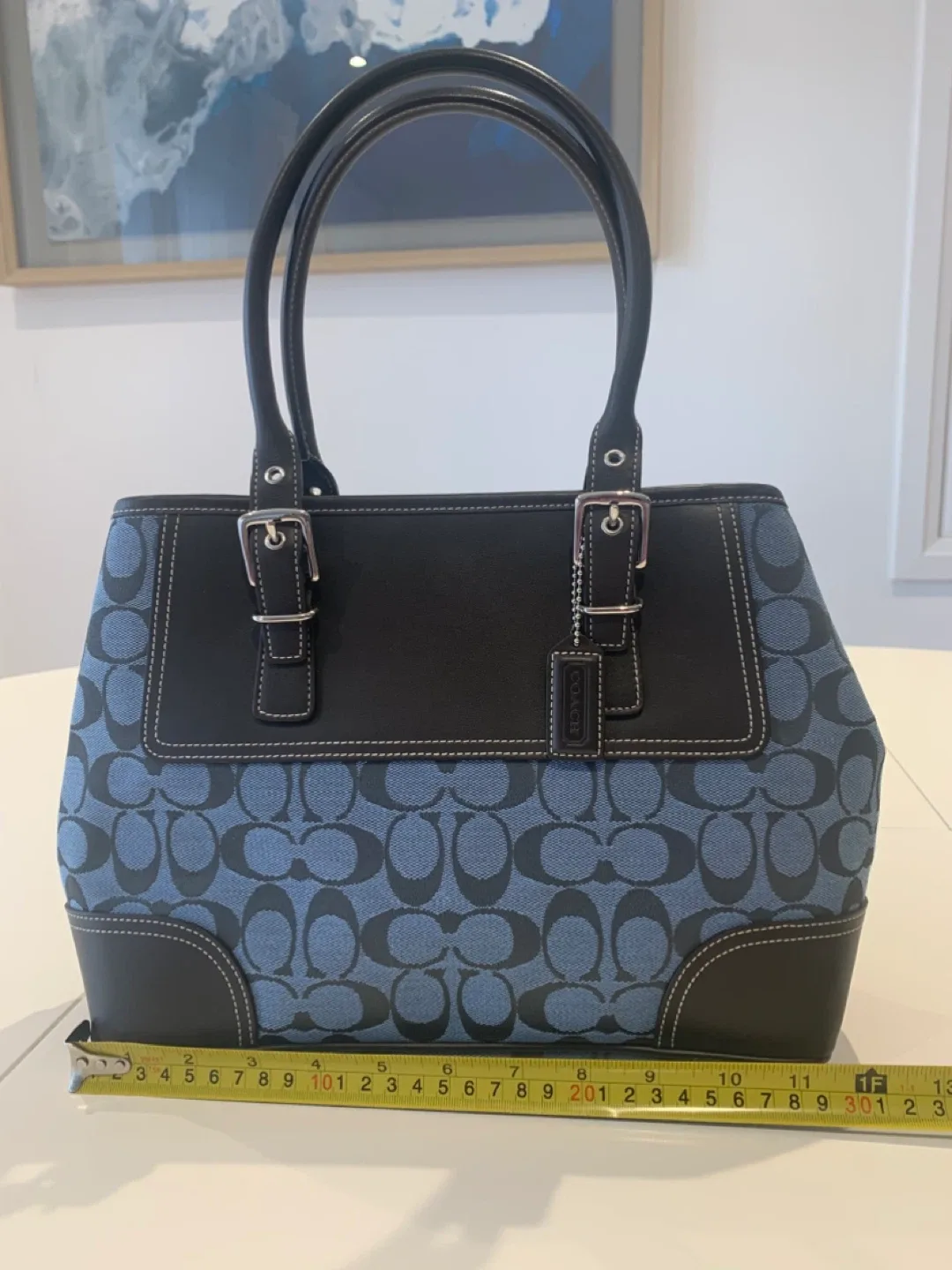 💙 New Coach Blue Signature Hampton Carryall Tote Bag 💙 image indicator(9)