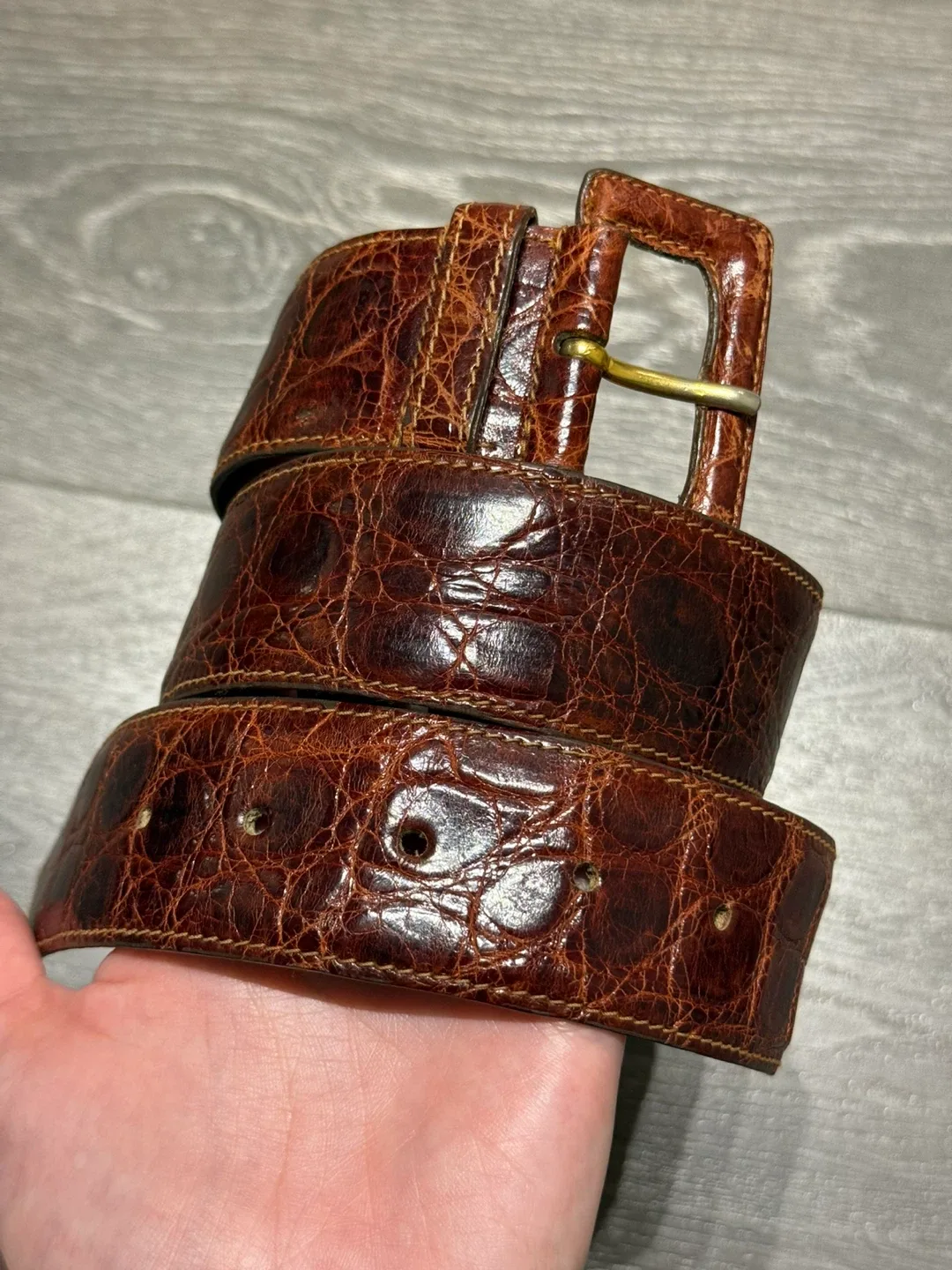 Prada Crocodile Leather Belt Size 75/30 Made in Italy