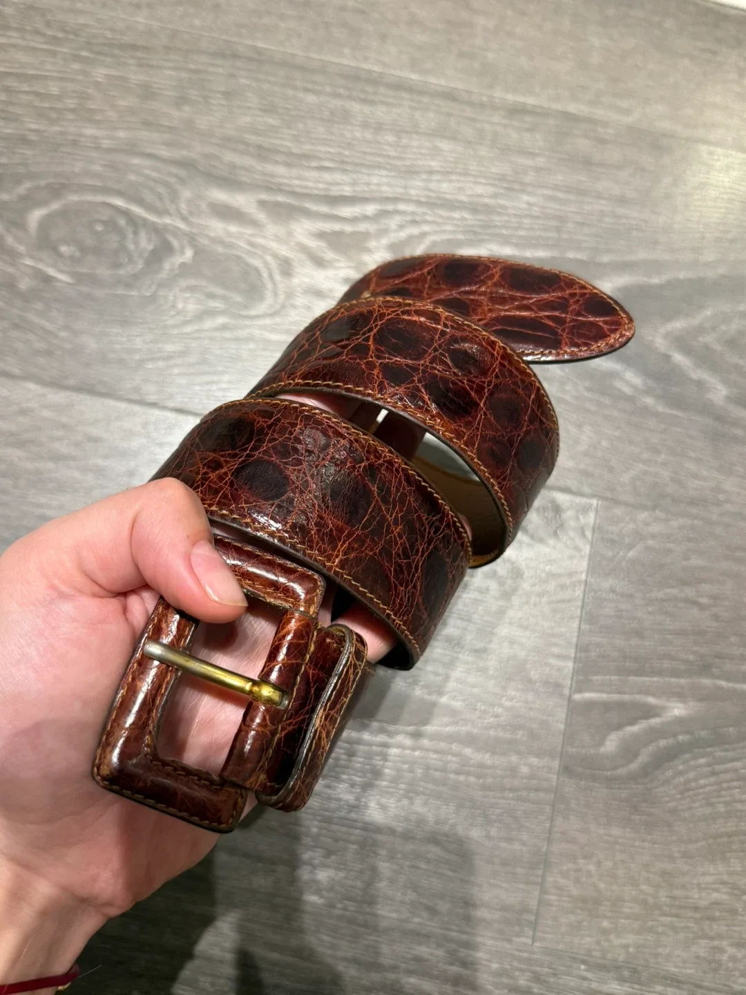 Prada Crocodile Leather Belt Size 75/30 Made in Italy image indicator(9)