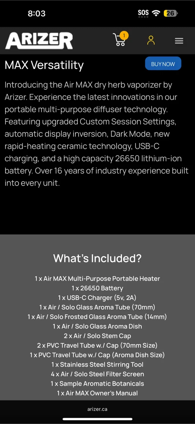 Arizer Air MAX Vaporizer - dry herb vaporizer image indicator(4)