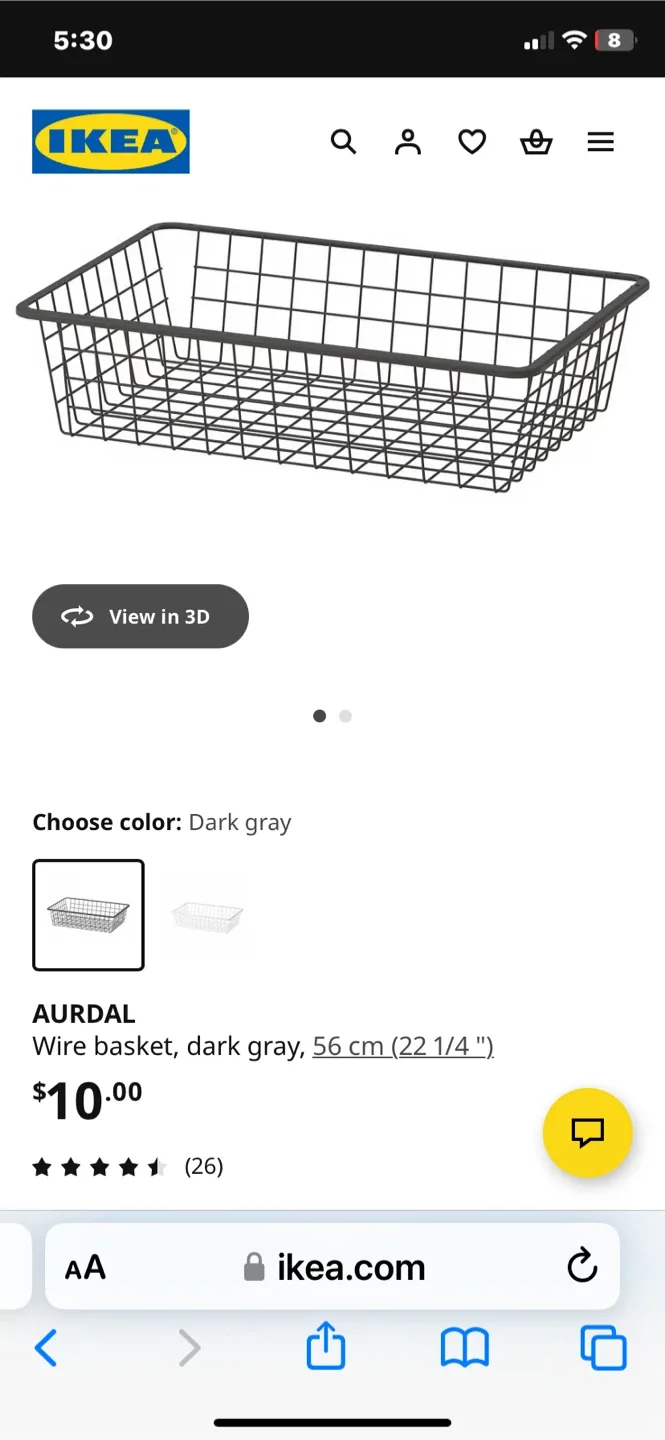 IKEA Aurdal Wire Basket - Dark Gray image indicator(4)
