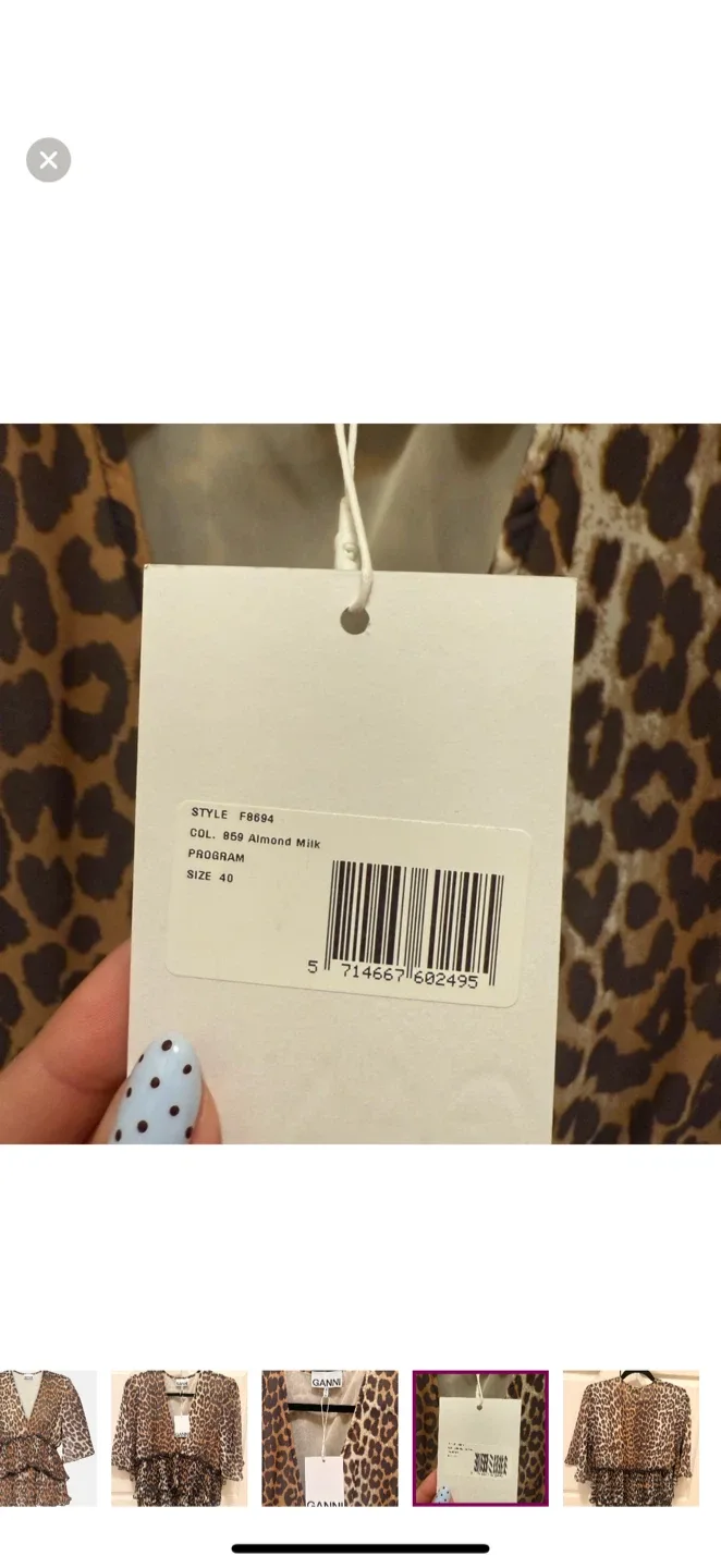 BRAND NEW! GANNI Leopard Print Babydoll Top image indicator(6)