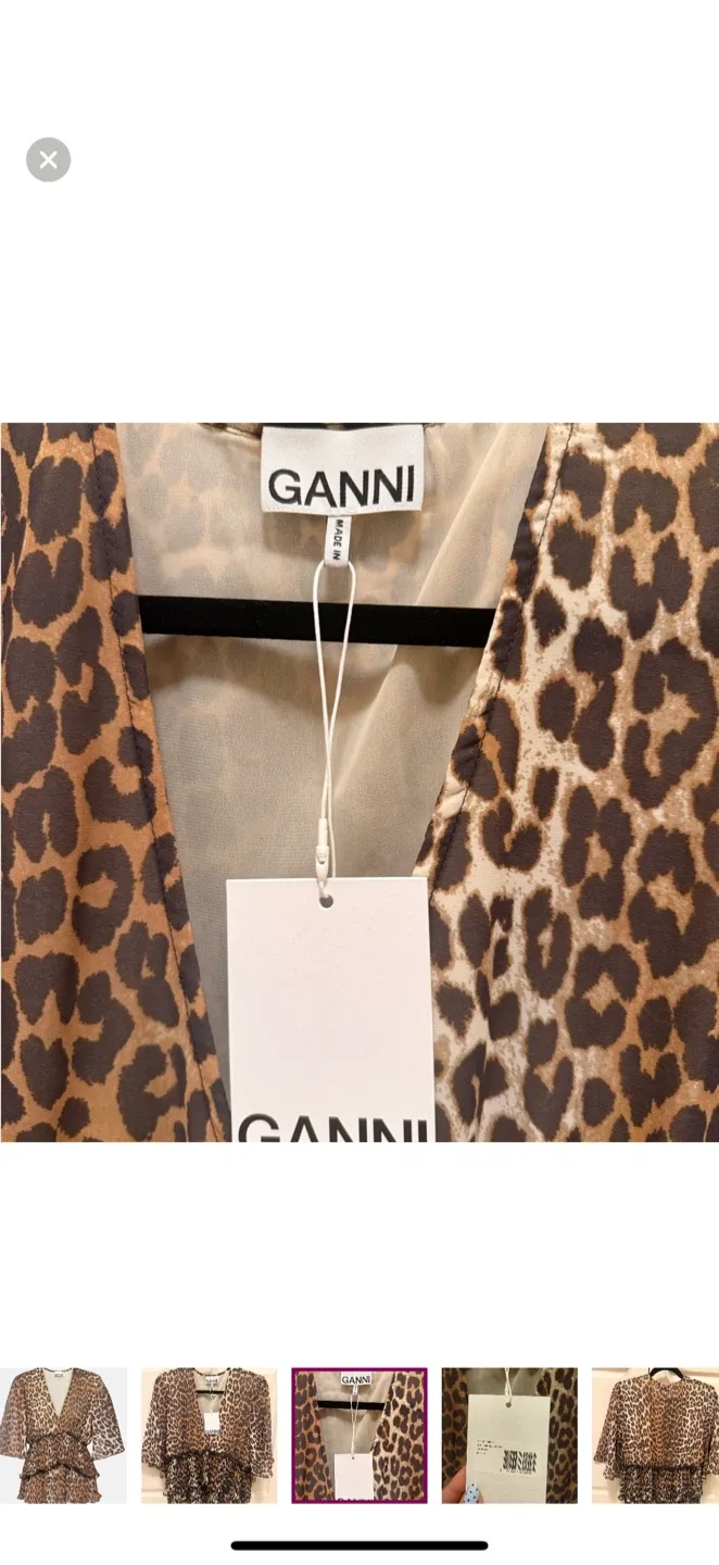 BRAND NEW! GANNI Leopard Print Babydoll Top image indicator(5)