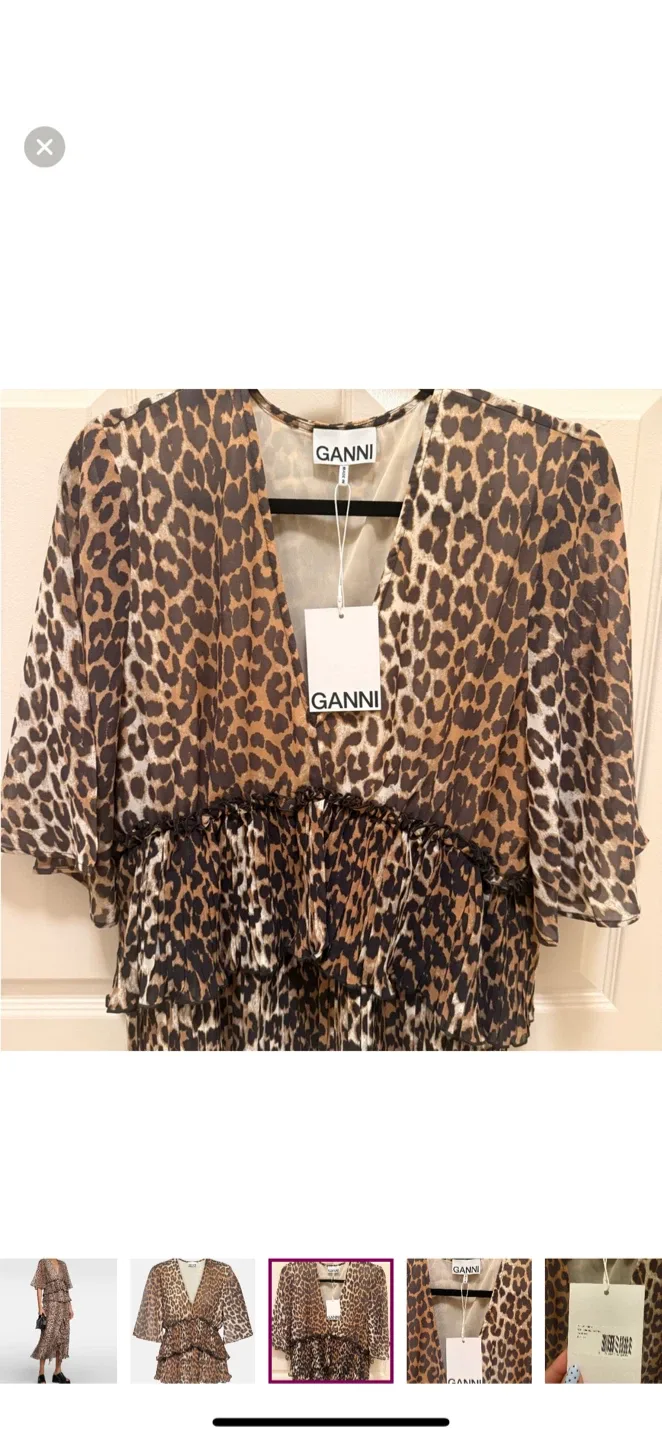 BRAND NEW! GANNI Leopard Print Babydoll Top image indicator(4)