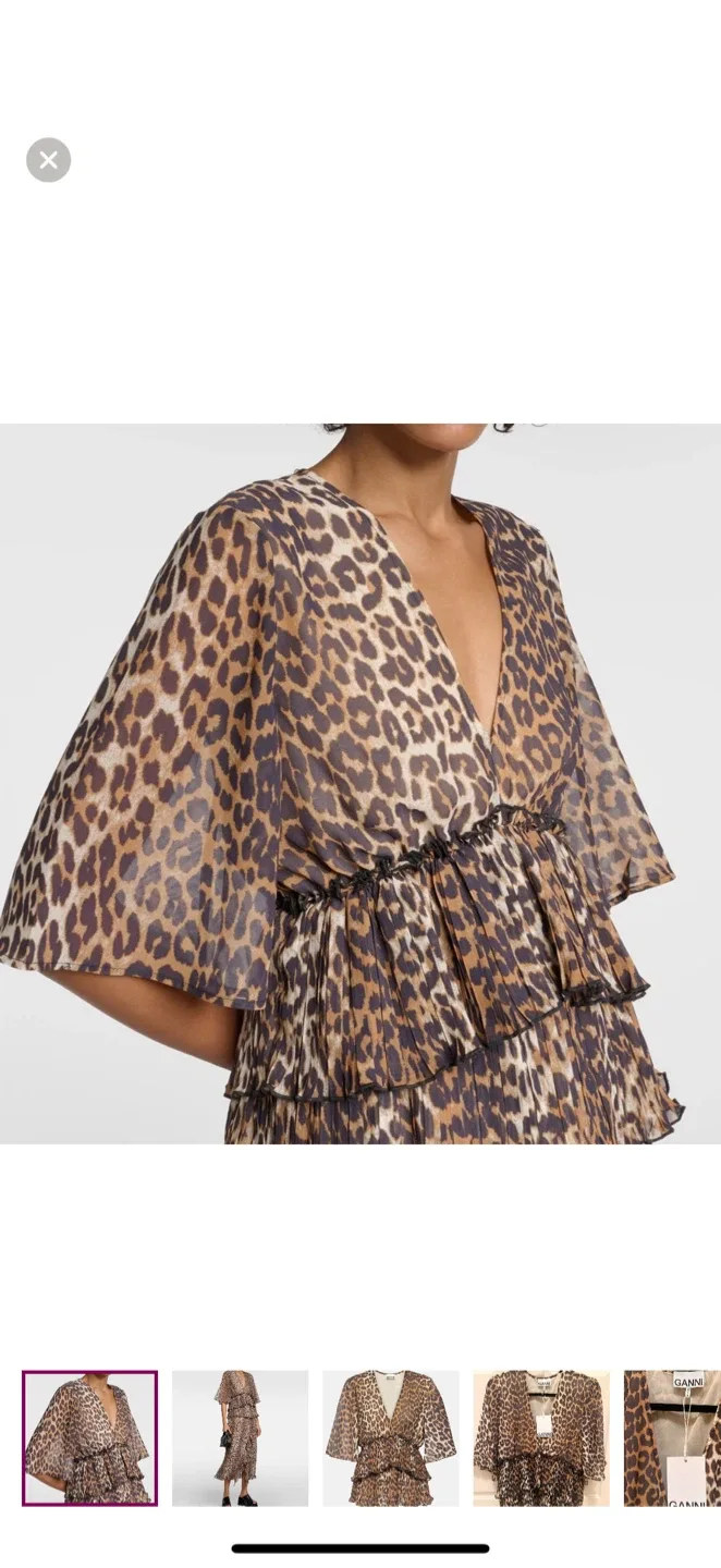 BRAND NEW! GANNI Leopard Print Babydoll Top