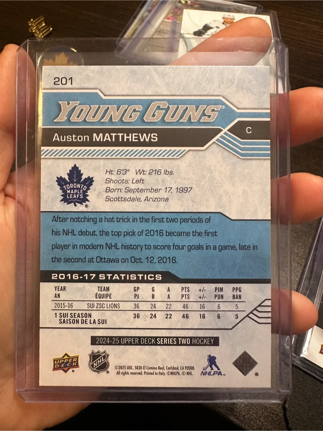 Auston Matthews Young Guns Upper Deck Hockey Card image indicator(2)