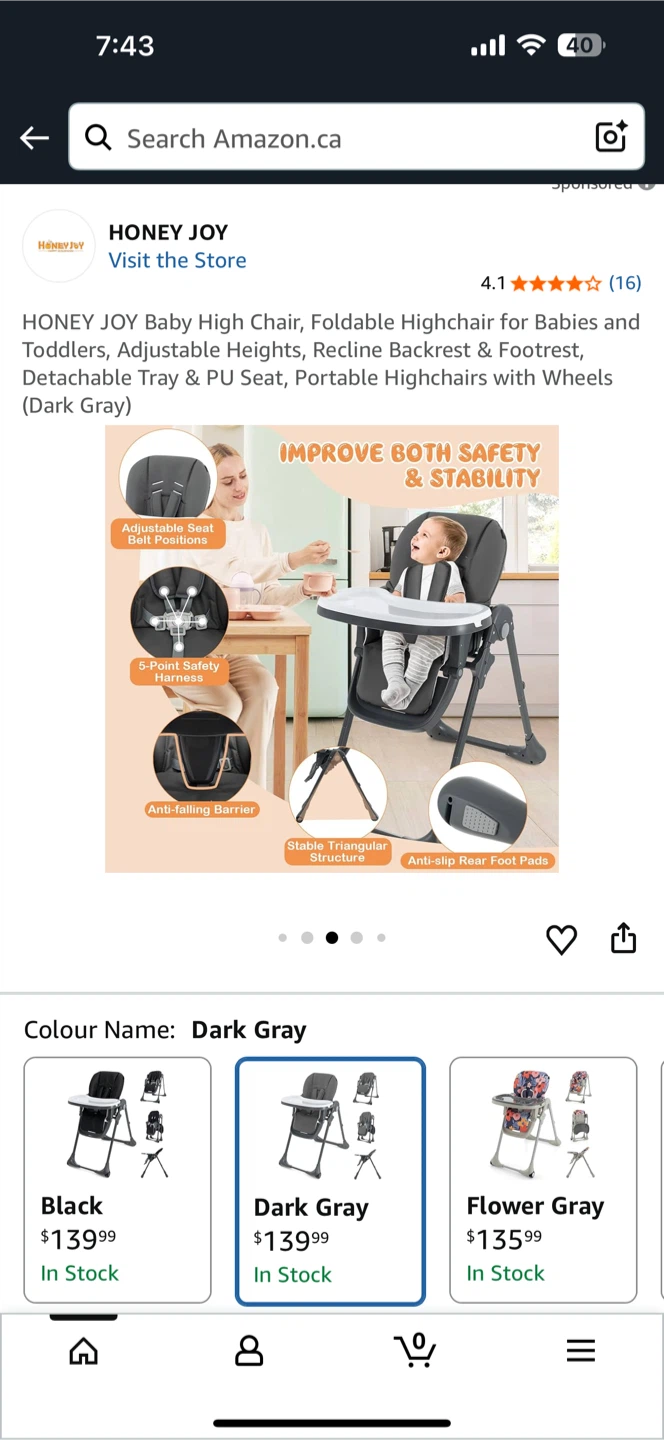HONEY JOY Baby High Chair - Dark Gray - photo 4