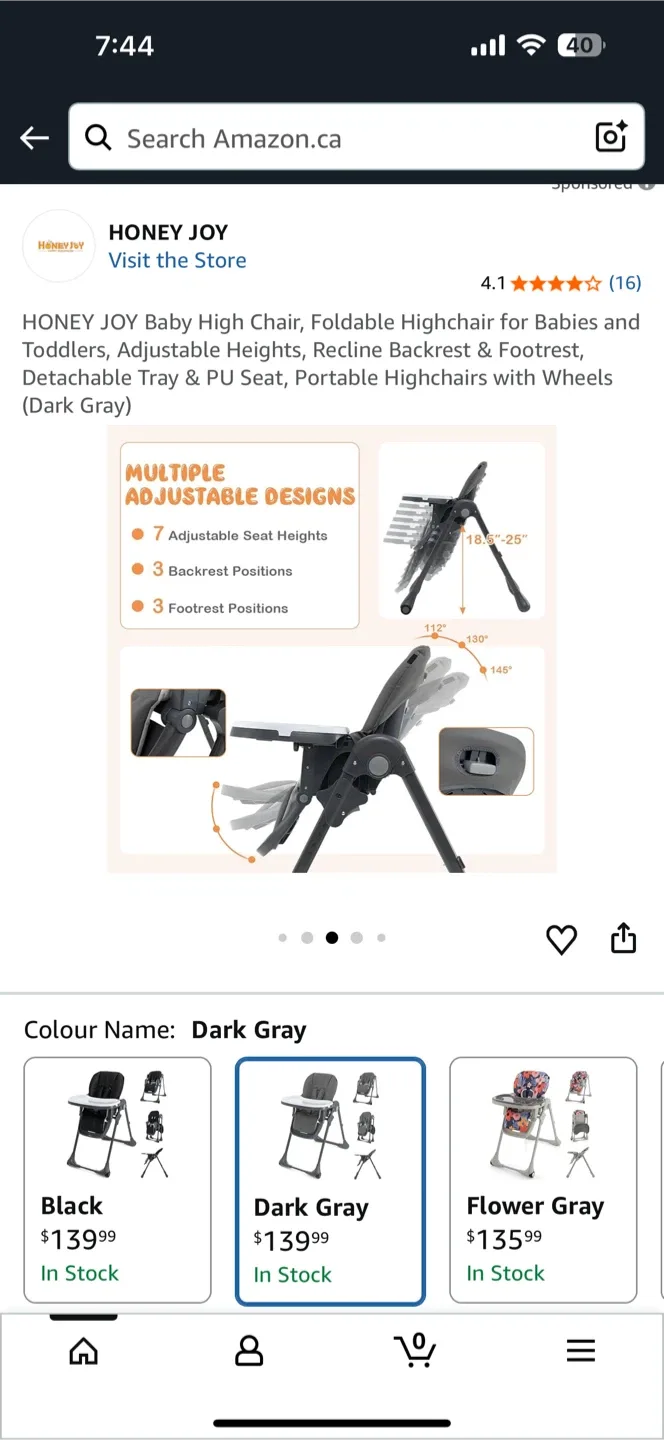 HONEY JOY Baby High Chair - Dark Gray image indicator(6)