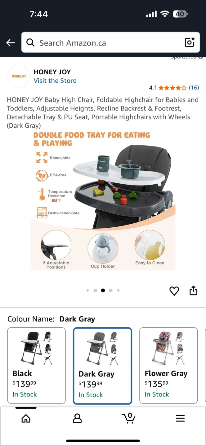 HONEY JOY Baby High Chair - Dark Gray image indicator(5)