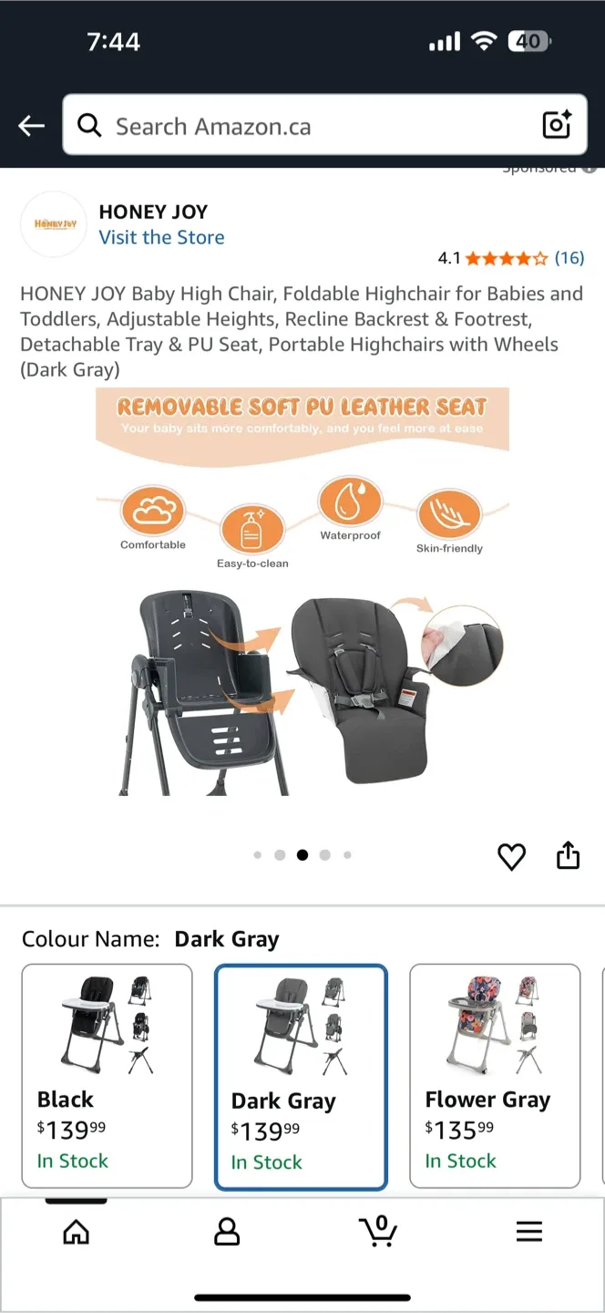 HONEY JOY Baby High Chair - Dark Gray image indicator(3)