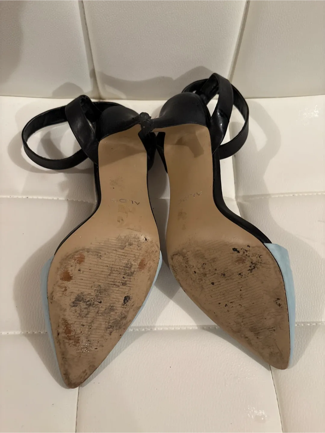 Aldo leather Heels, Size 8.5, Light Blue & Black image indicator(3)