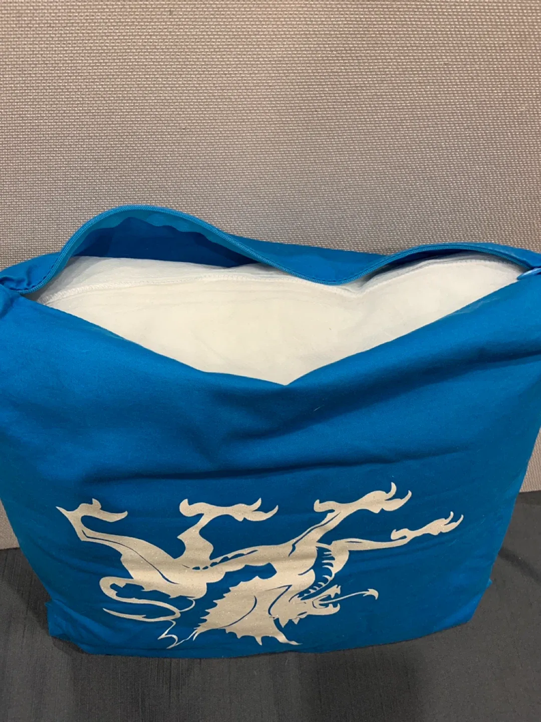 Blue Decorative Pillow with Glitter Dragon Design image indicator(2)