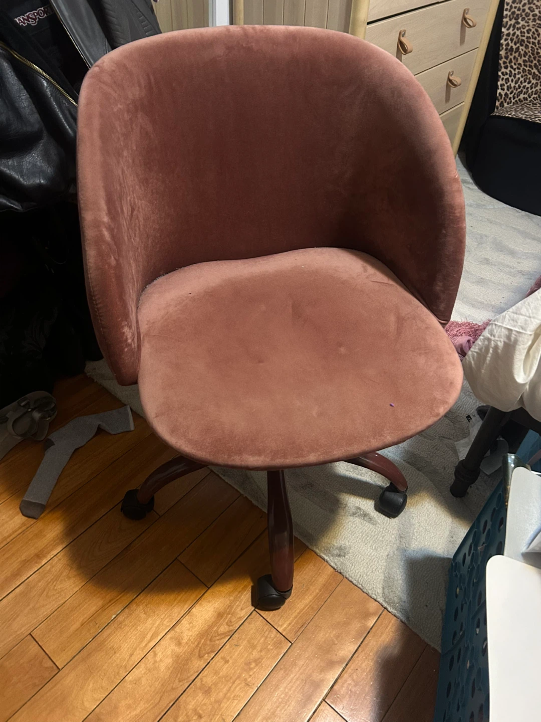 Rose Pink Velvet Swivel Desk Chair - photo 2