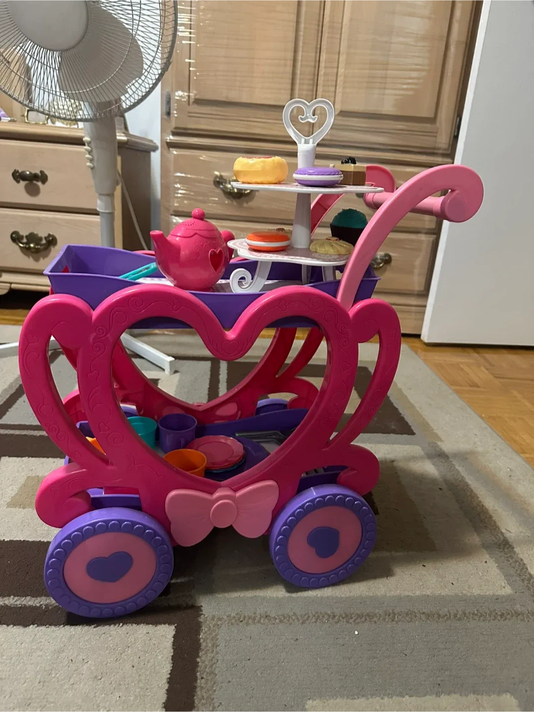 Kids Pink & Purple Toy Tea Cart