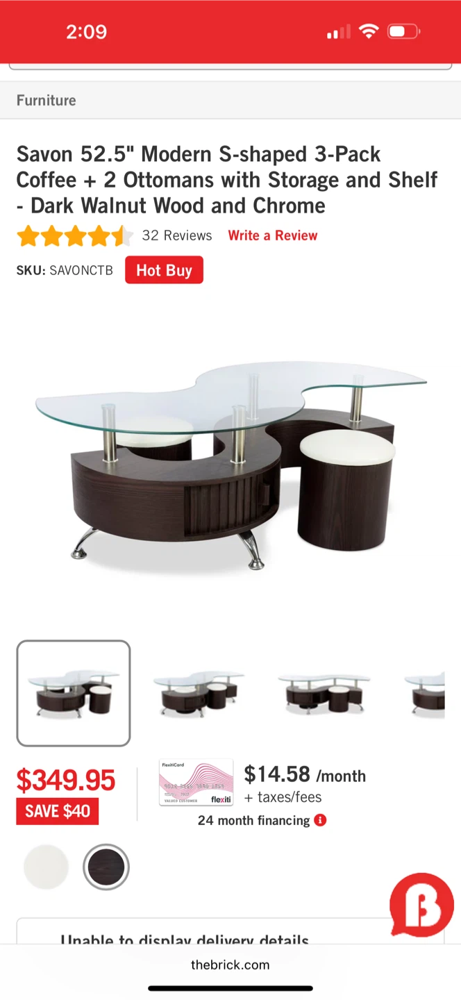 Savon 52.5" Coffee Table + 2 Ottomans - photo 4
