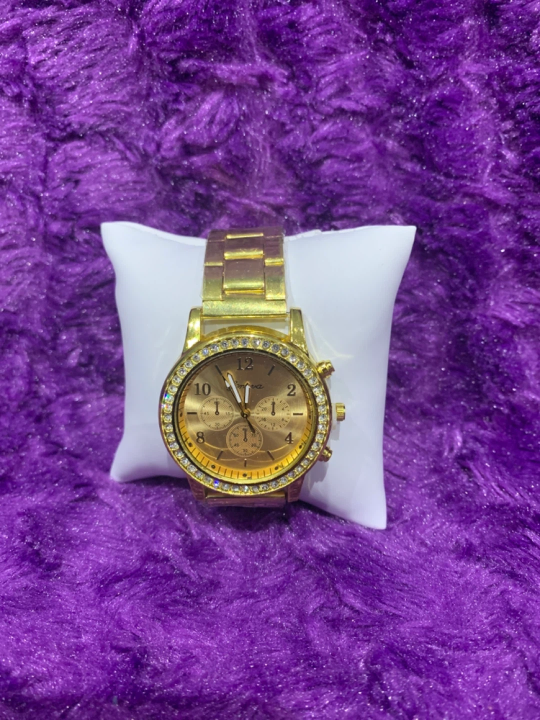 Rhinestone Gold Watch