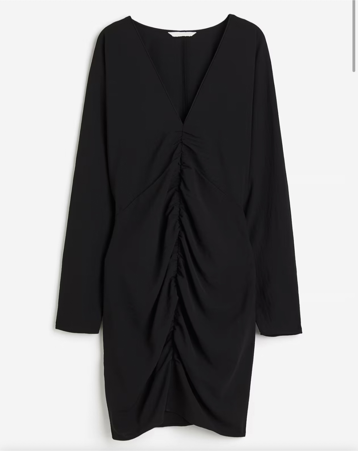 NWT- S black mini dress with flattering ruching