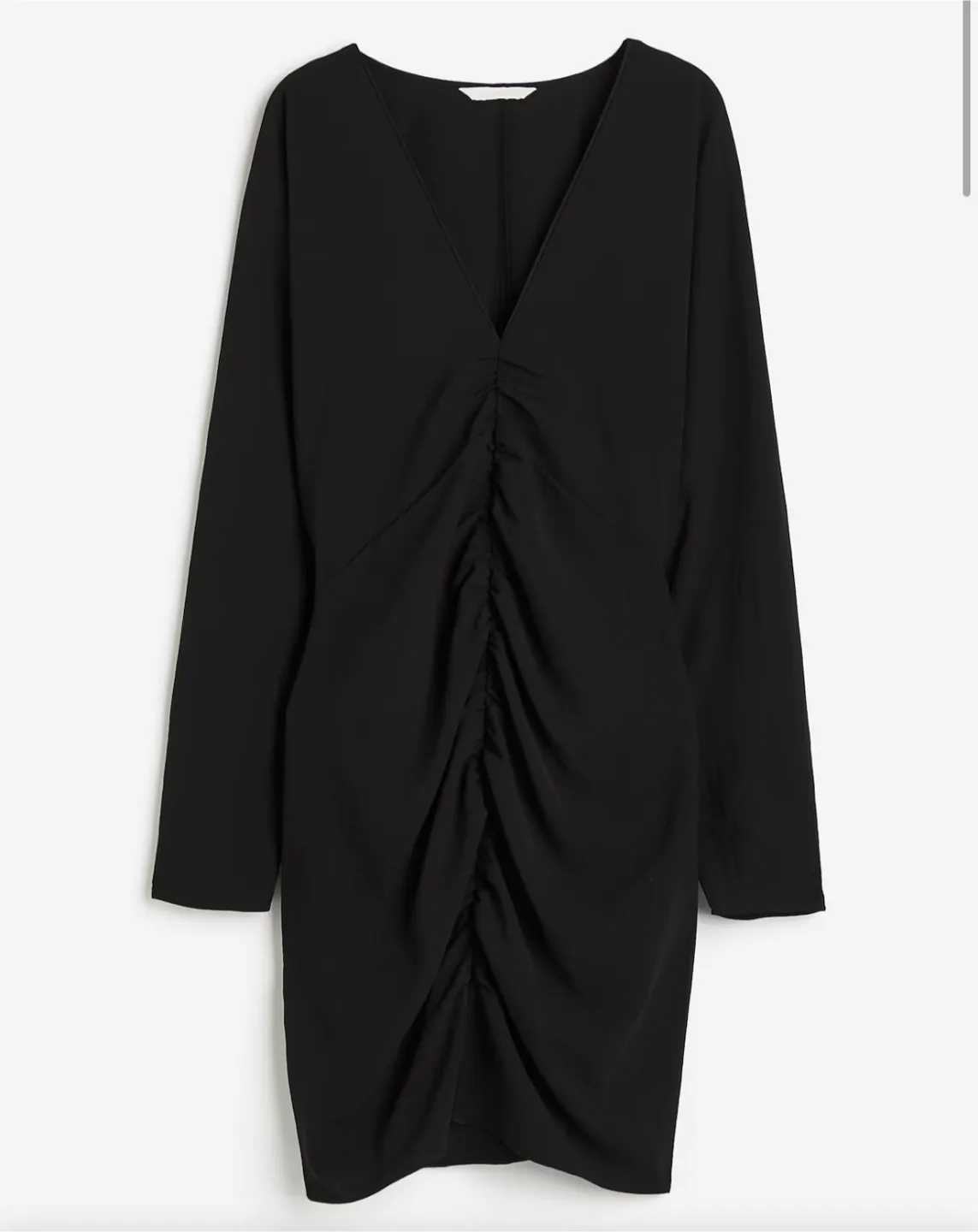 NWT- S black mini dress with flattering ruching