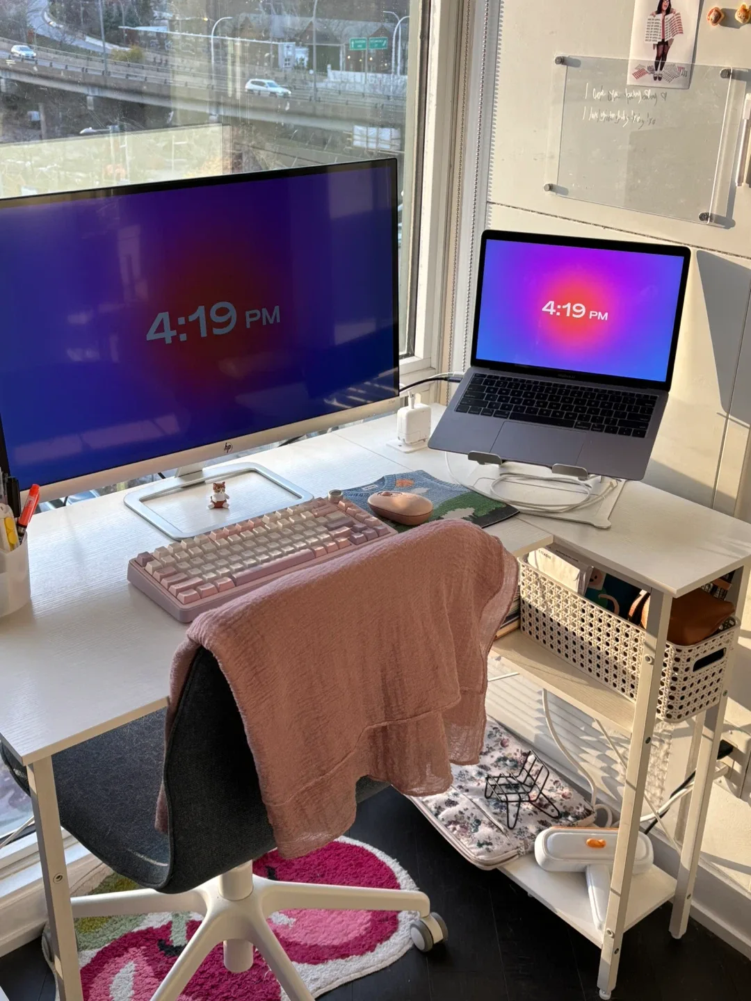Computer desk with power outlets