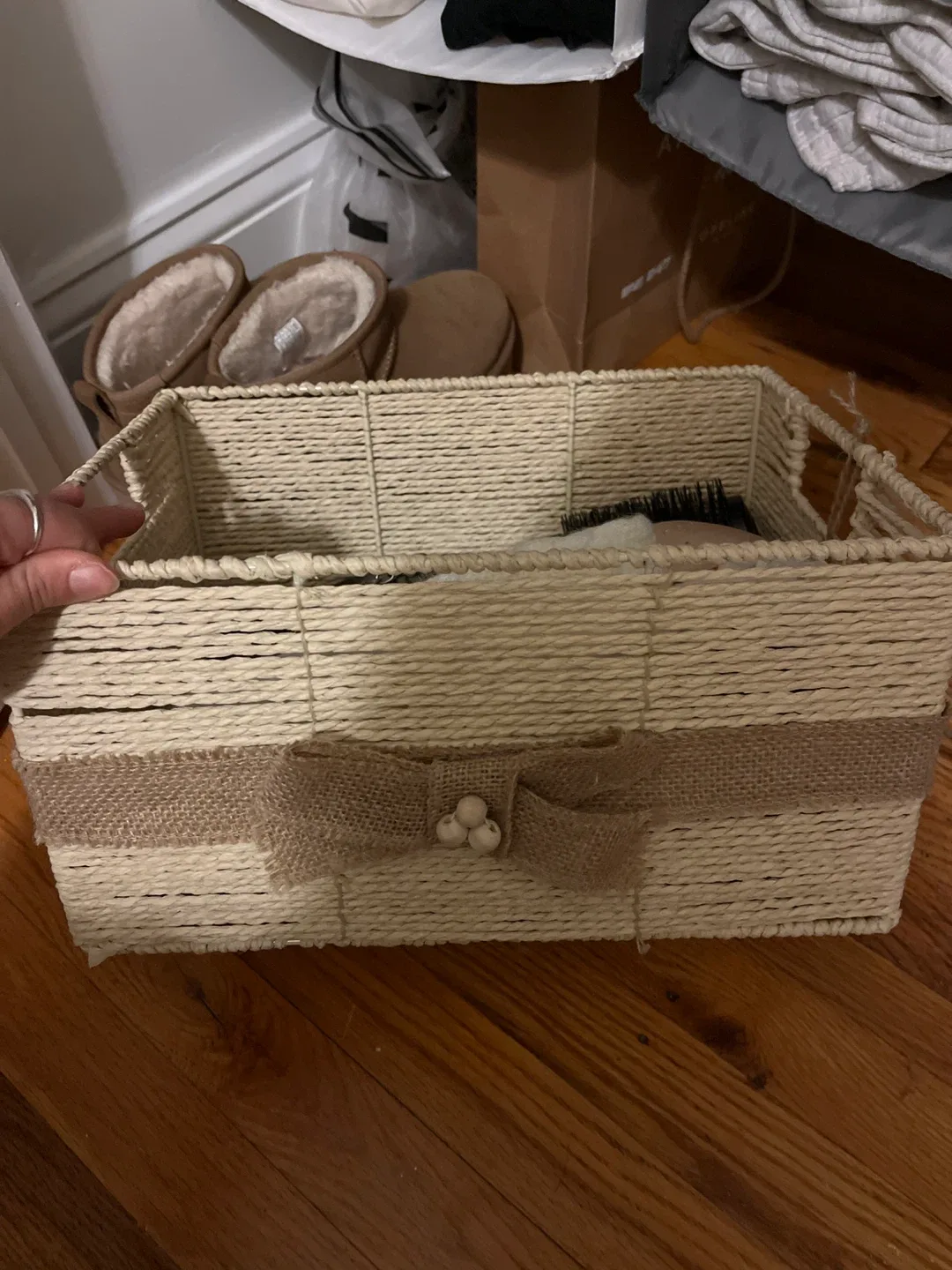 Woven Storage Basket with Bow