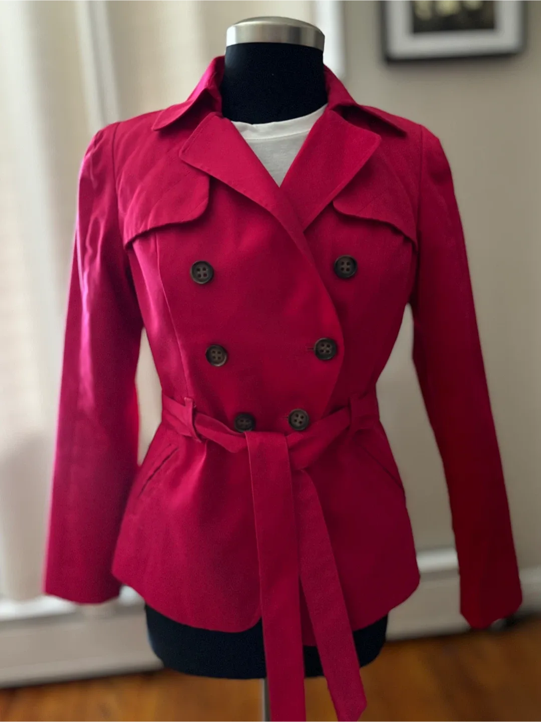 H&M Pink Belted Trench Coat - Size US 8