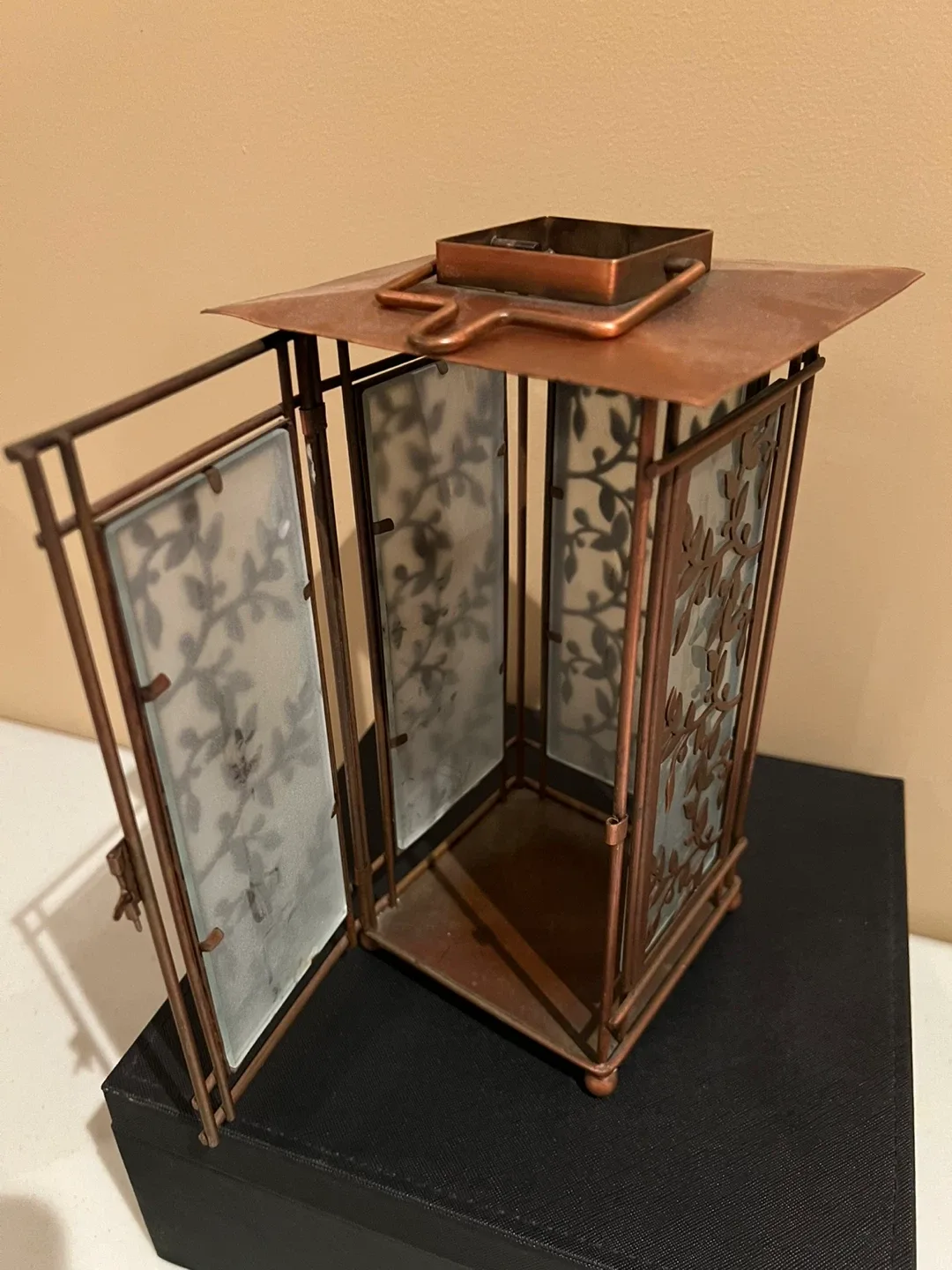 Copper Lantern with Floral Design image indicator(3)