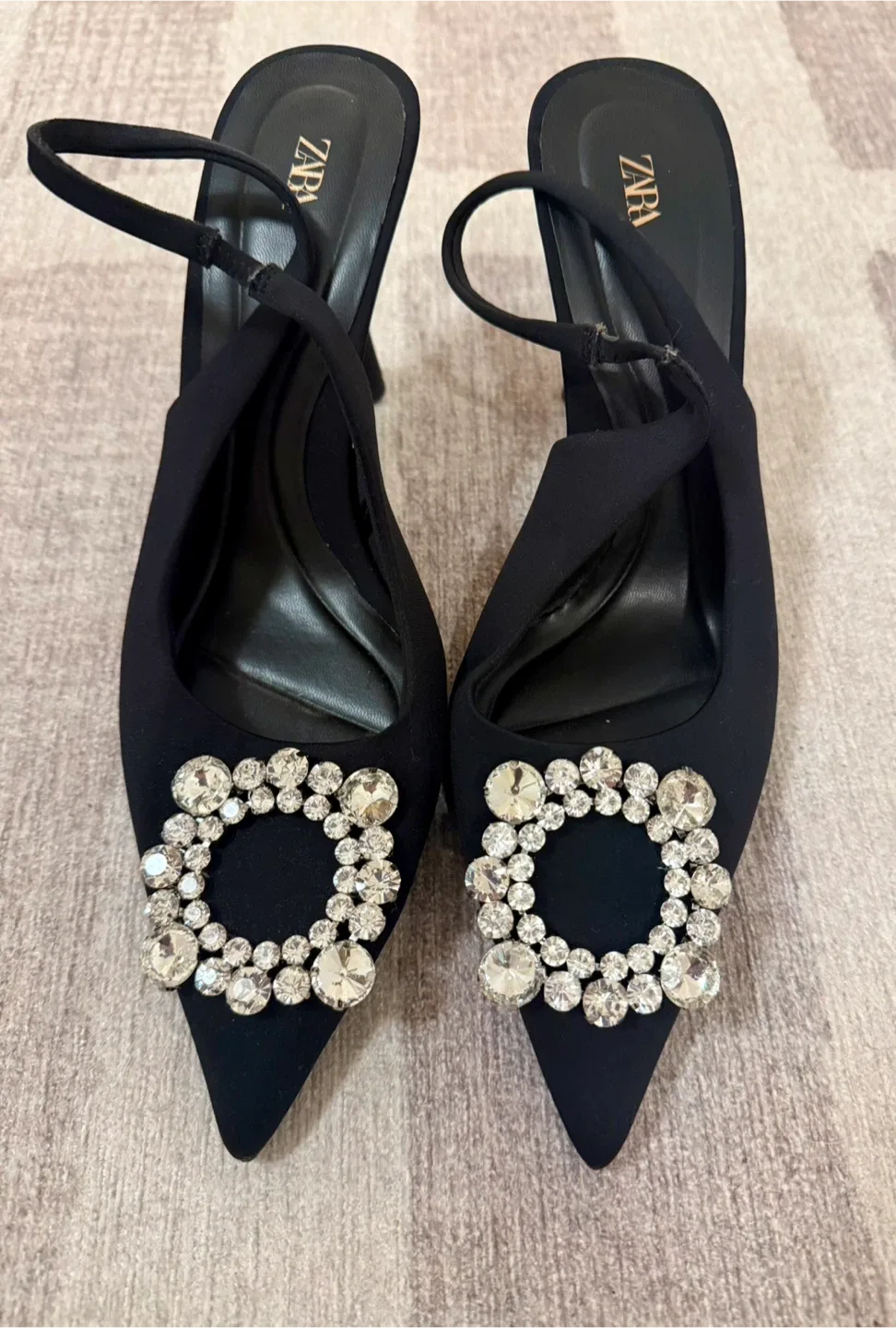 Zara Black Slingback Heels - Size 41