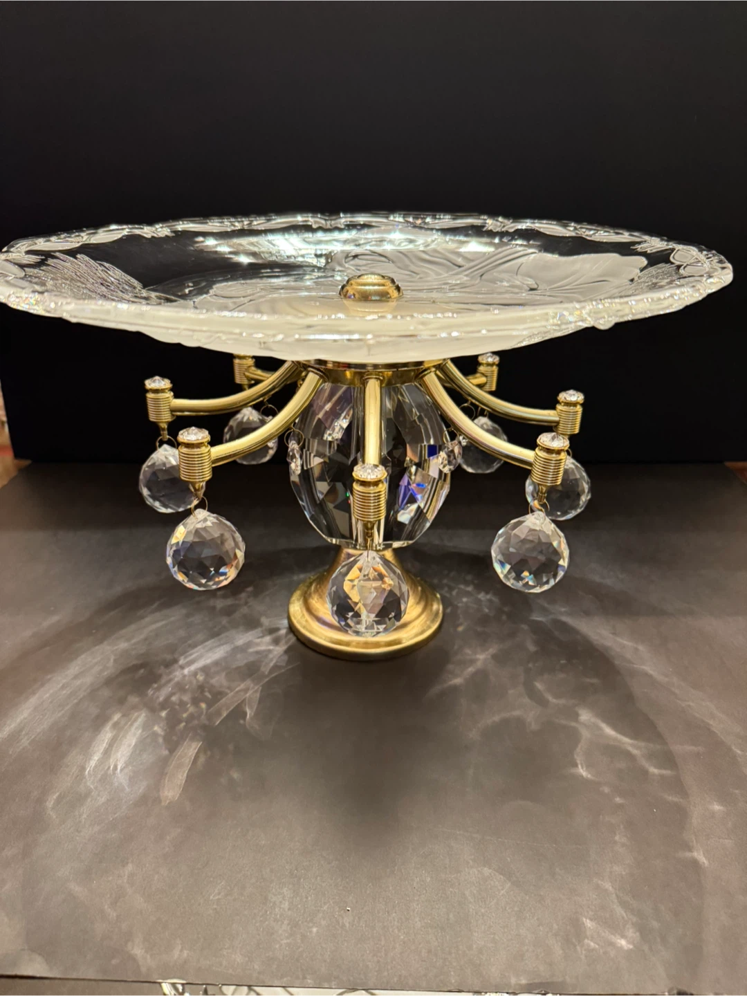 Vintage Crystal Glass Cake Stand