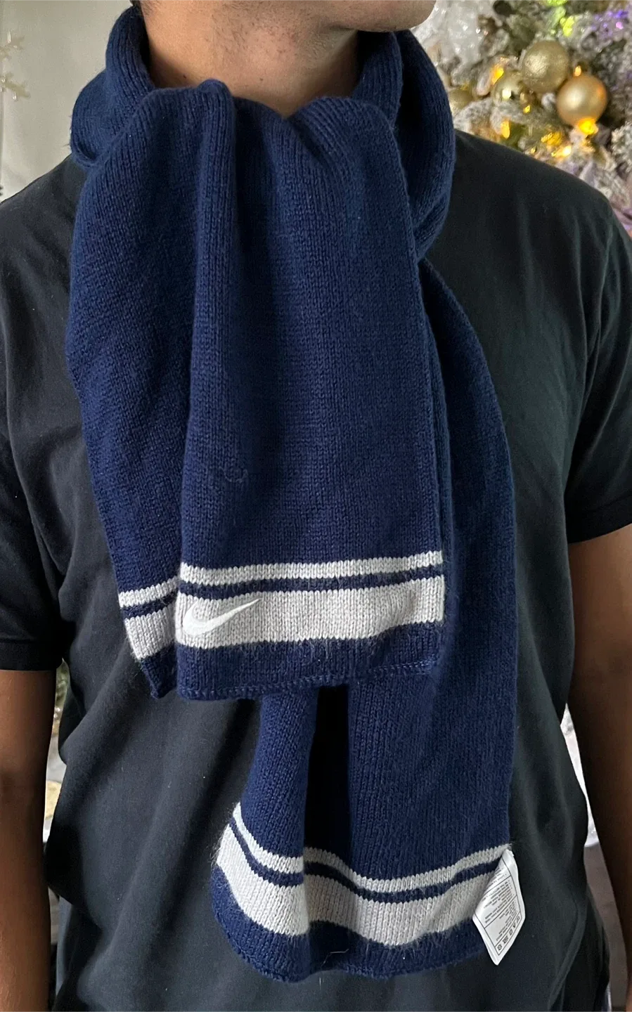NIKE Navy Blue Acrylic Scarf - One Size image indicator(2)