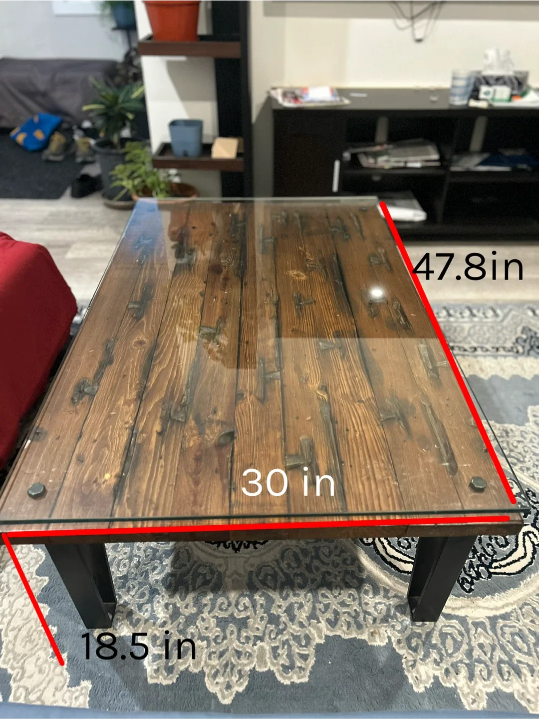 Wood and Glass Coffee Table (47.8 x 30 in) image indicator(3)