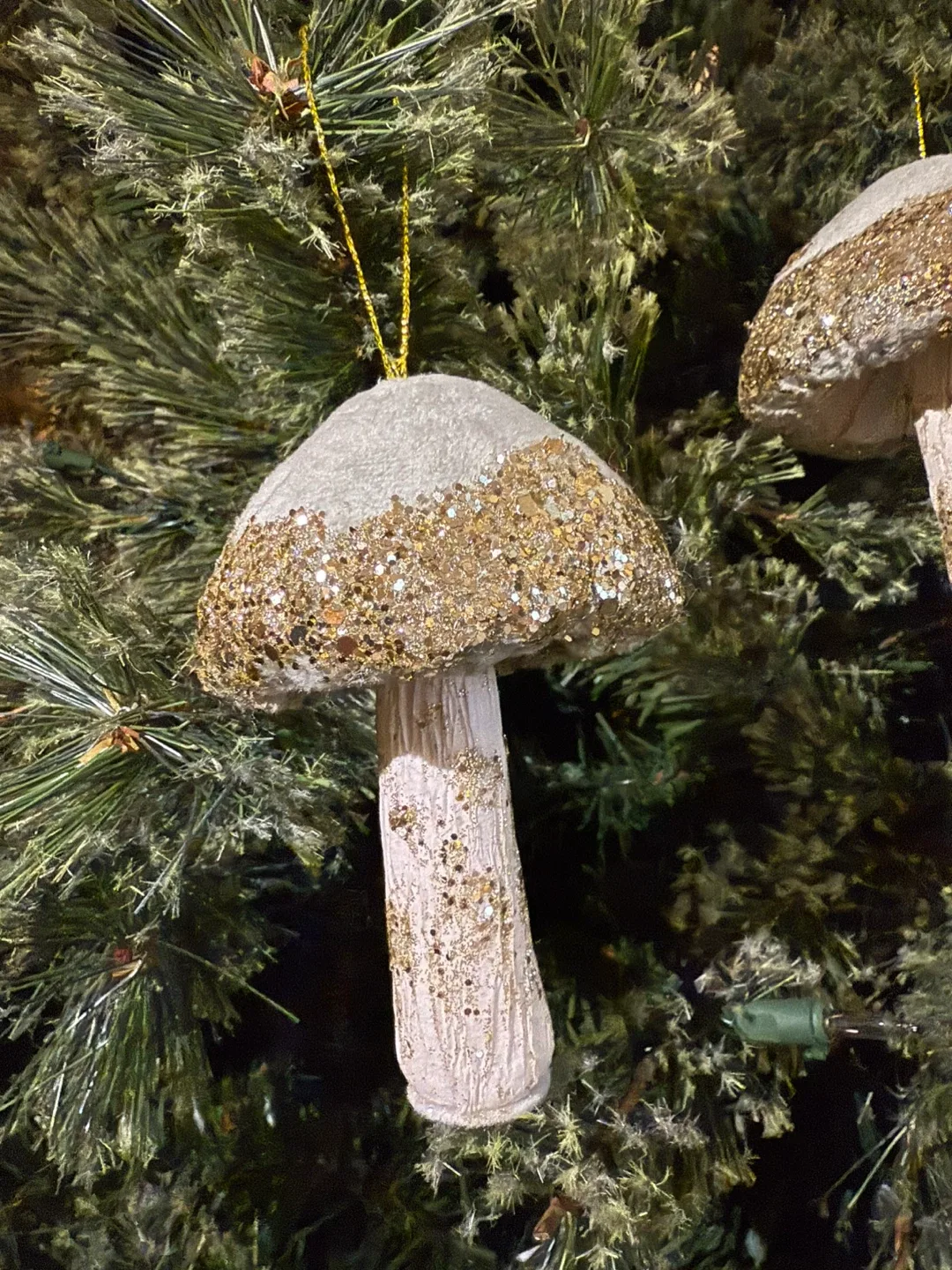 Anthropologie glitter mushroom ornaments