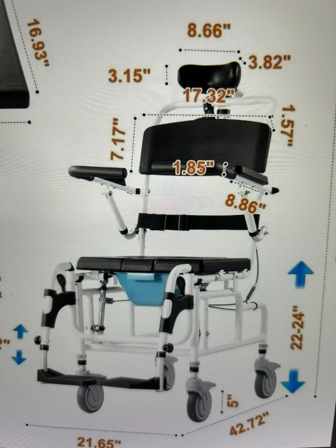 Rolling Shower Commode Chair - photo 2