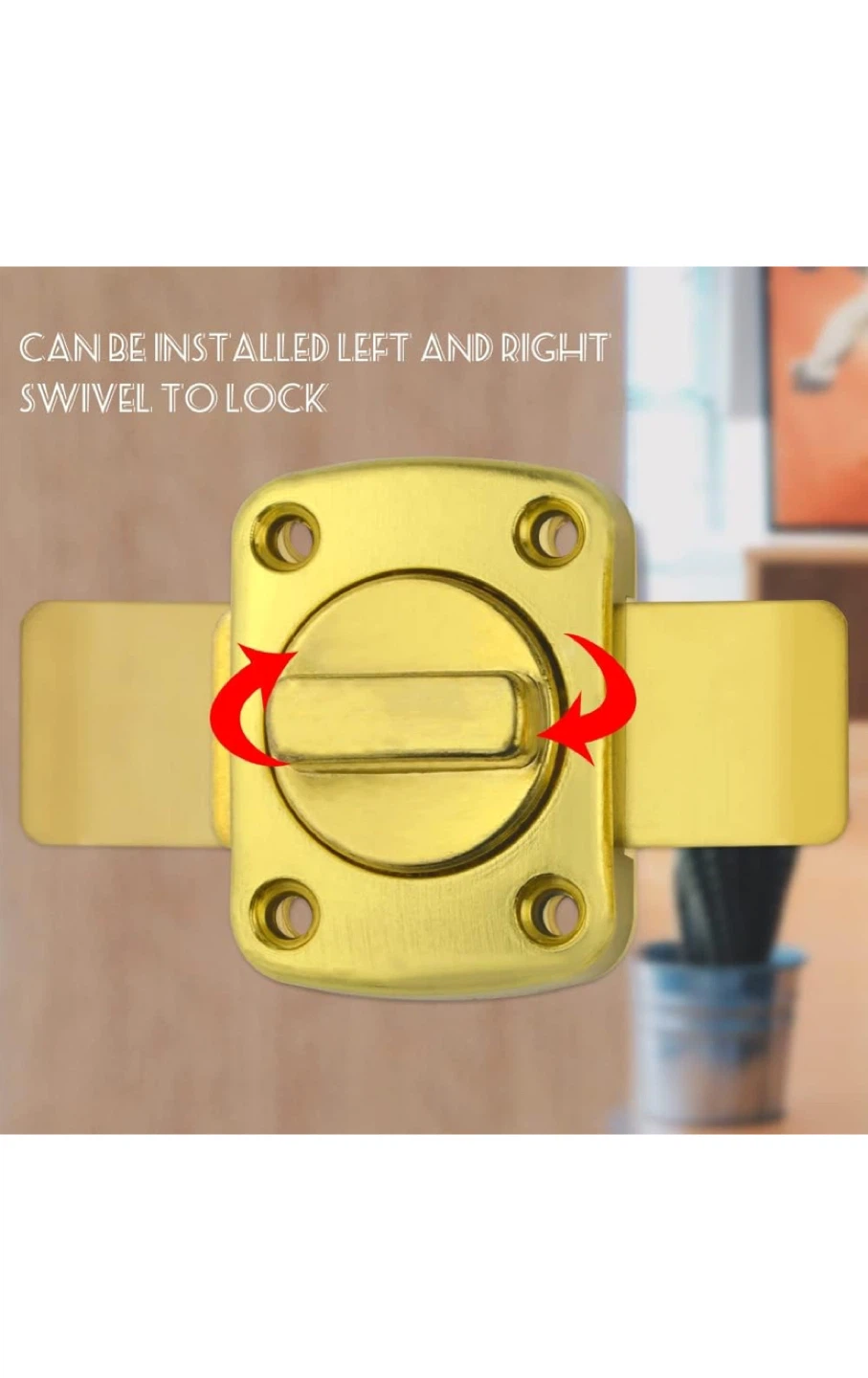 New XINMEWEN 2-Pack Rotate Black Fence Door Lock (Gold) - photo 5