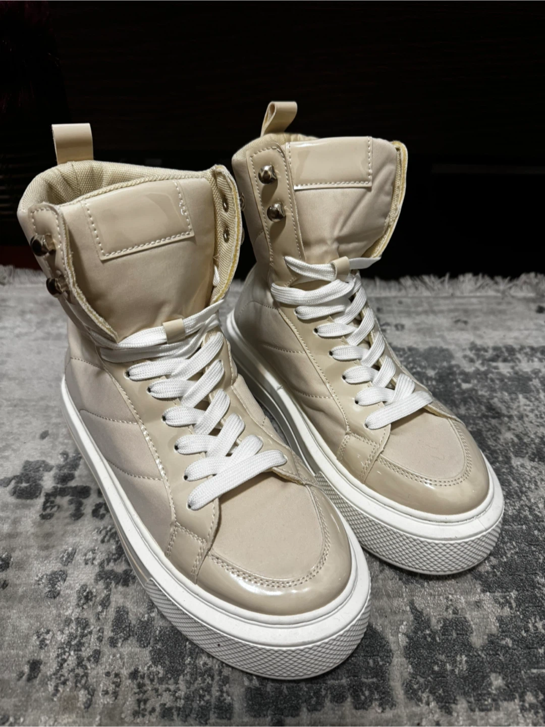 Ardene Tan High Top Sneakers - Size 8