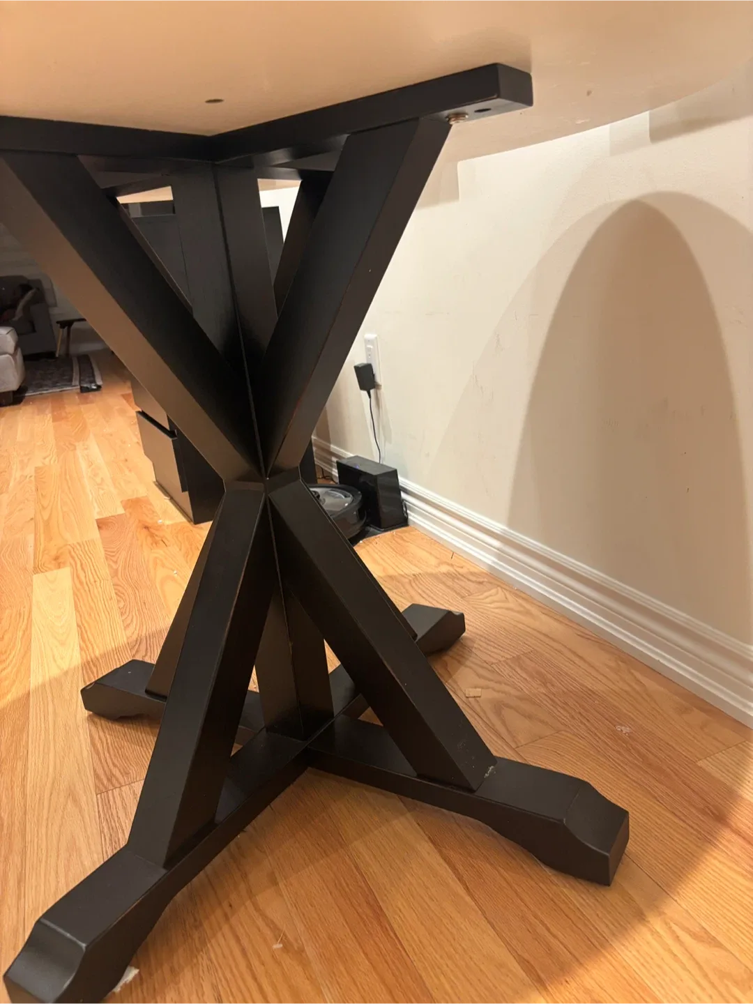 Round Dining Tempered Glass Table with Black wooden Base image indicator(5)