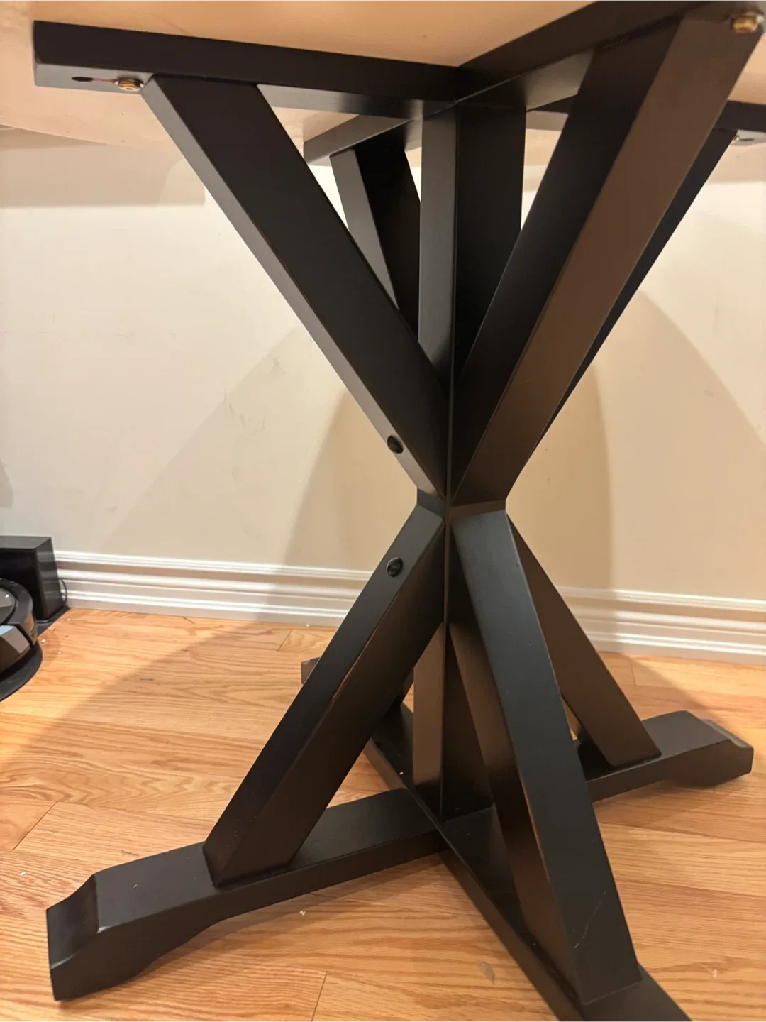 Round Dining Tempered Glass Table with Black wooden Base image indicator(4)