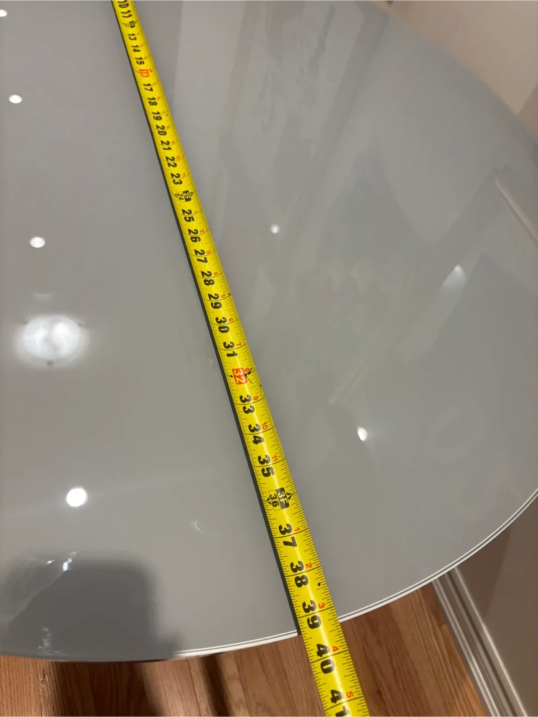 Round Dining Tempered Glass Table with Black wooden Base image indicator(7)